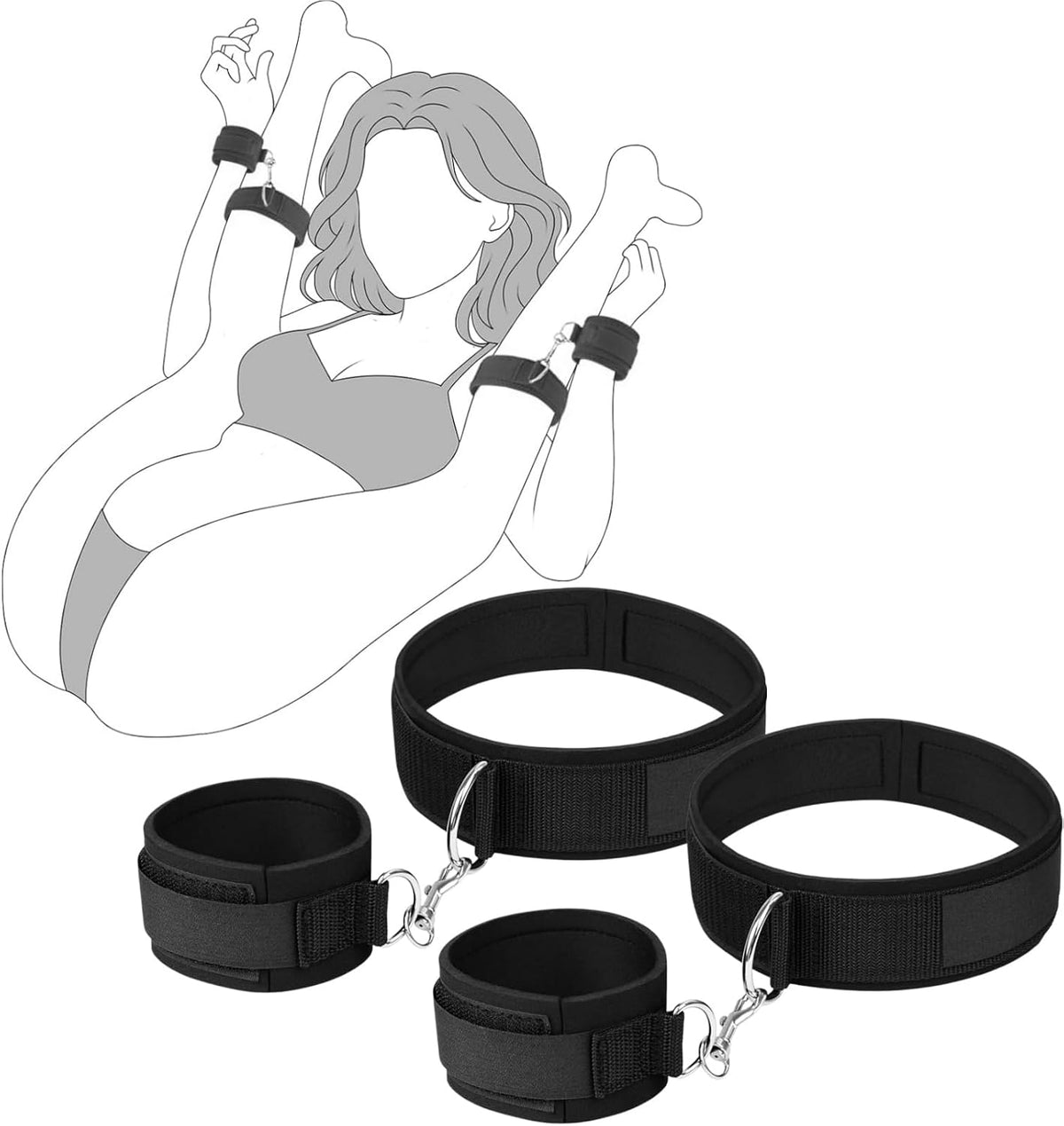 DuskTease Wrist & Thigh BDSM Cuff Restraint Set