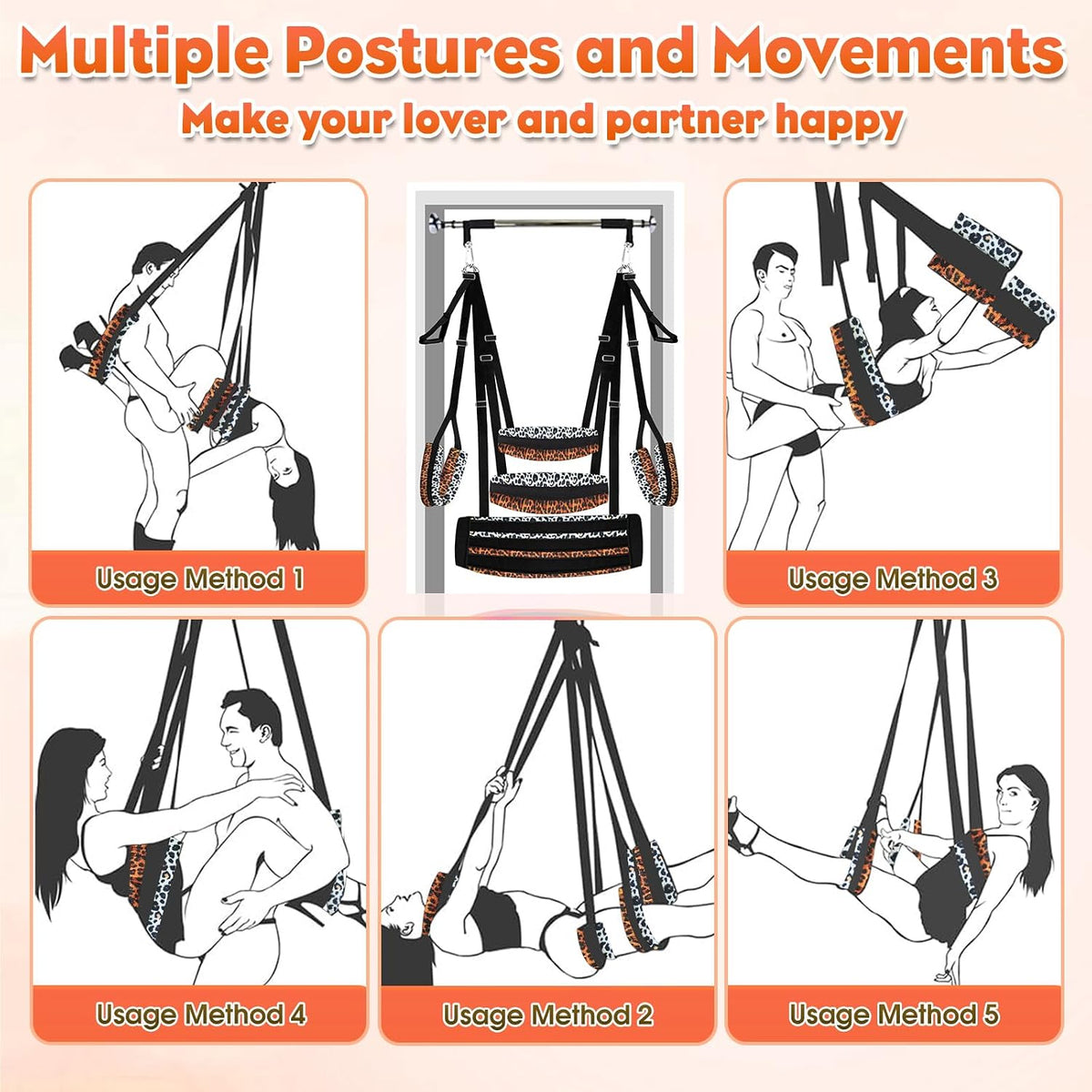 DuskHarness Door and Ceiling Mounted BDSM Sex Swing with Wide Seat
