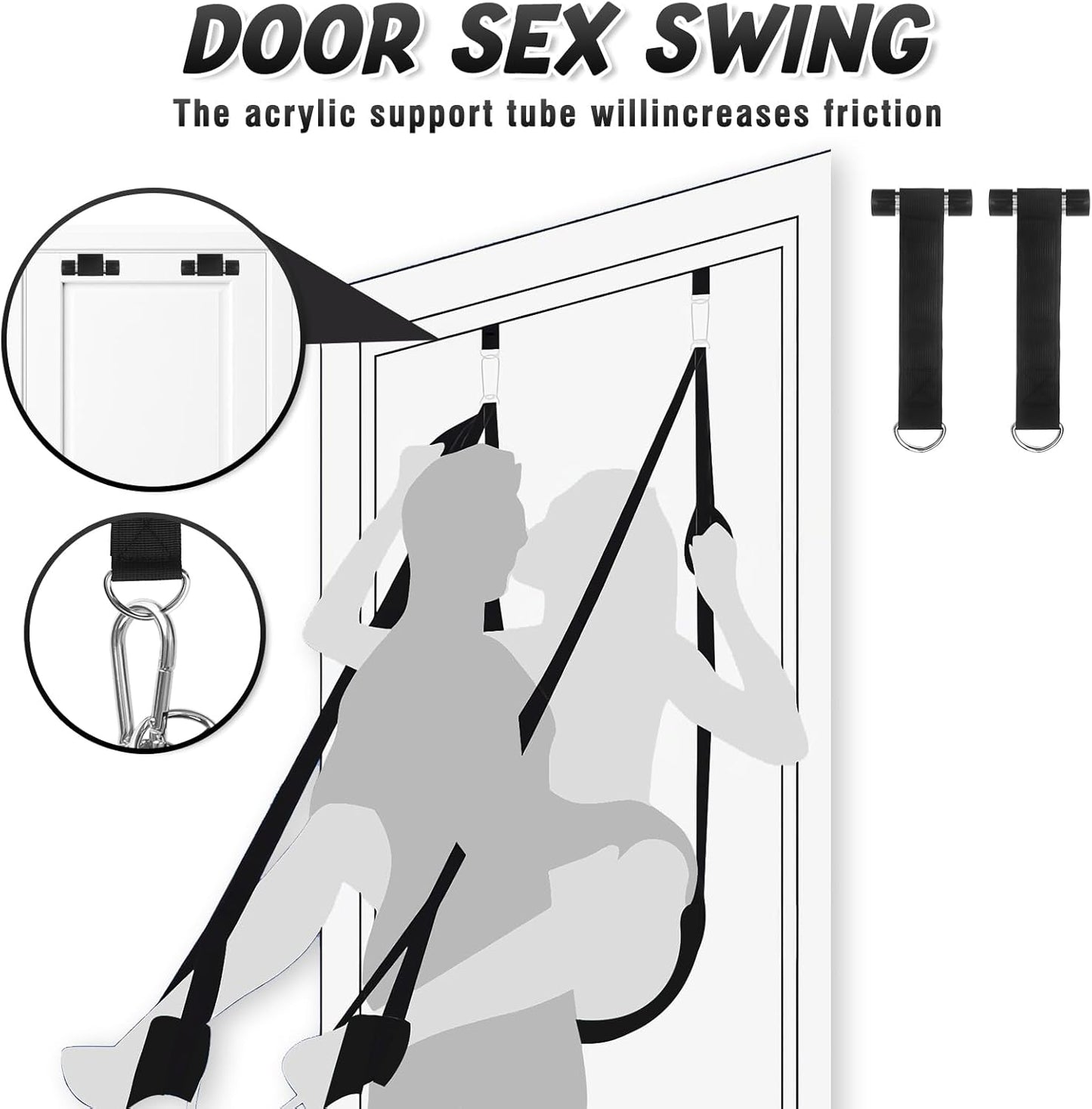 Sex Swing Adjustable BDSM Toys Sex Straps with Super Widened Seat Adjustable Sex Furniture for Women'S Pleasure Adult Sex Games Strong Support up to 800Lbs Sex Toys for Adults-Black