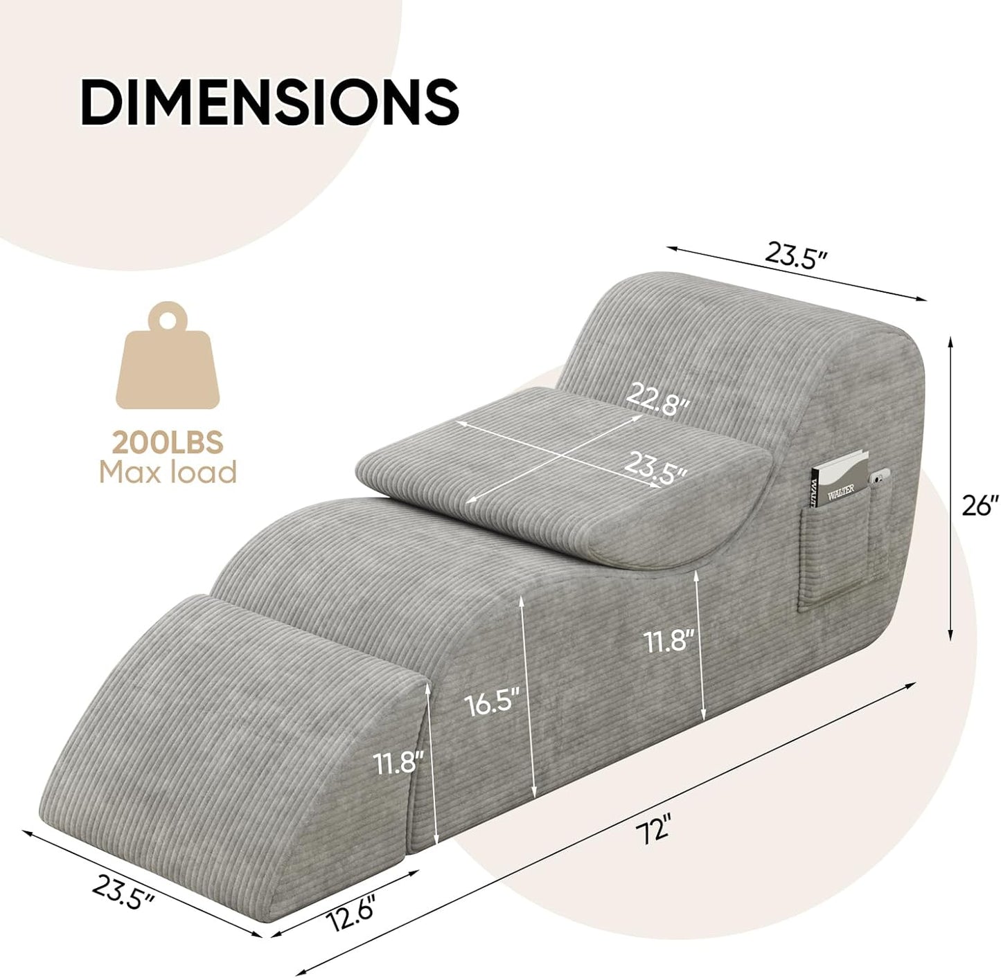 SlateSway Corduroy Sex Chaise Lounge Chair 