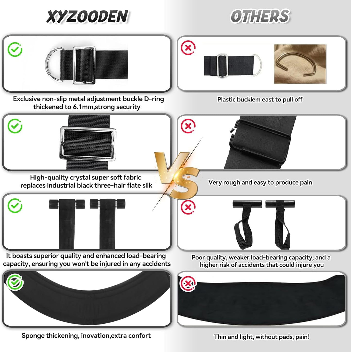 Door Sex Swing for Couples-Extra-Wide 26'' Thick Cushions & Adjustable Straps for Adult Bondage Games and Bedroom Restraints (Black)