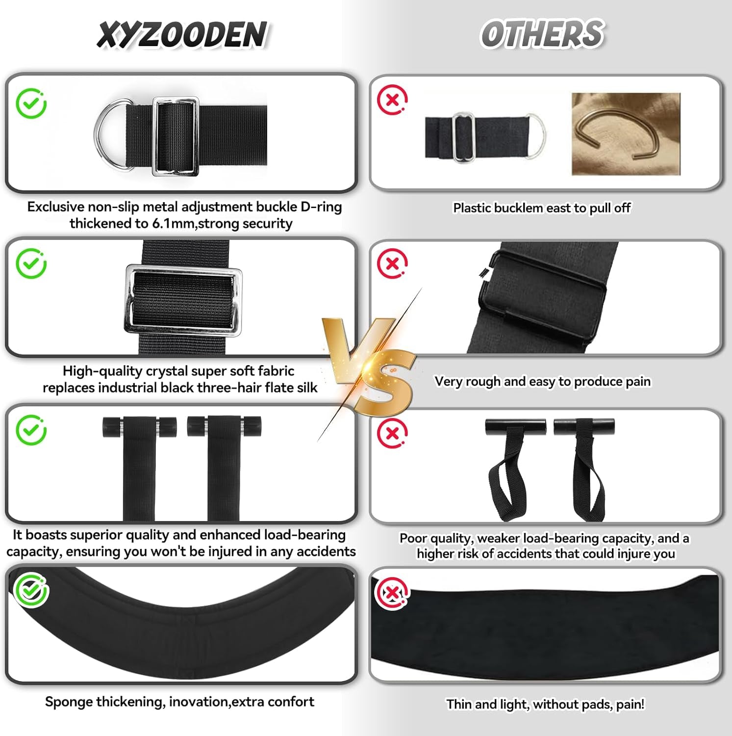 Door Sex Swing for Couples-Extra-Wide 26'' Thick Cushions & Adjustable Straps for Adult Bondage Games and Bedroom Restraints (Black)