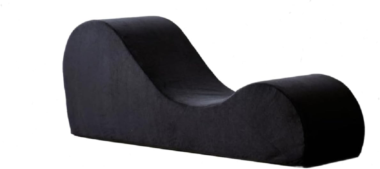 Flowline Yoga Chaise Lounge Chair for Stretching, Relaxation & Exercise, Ergonomic Design with High-Density Foam Core & Removable Machine-Washable Cover, Black
