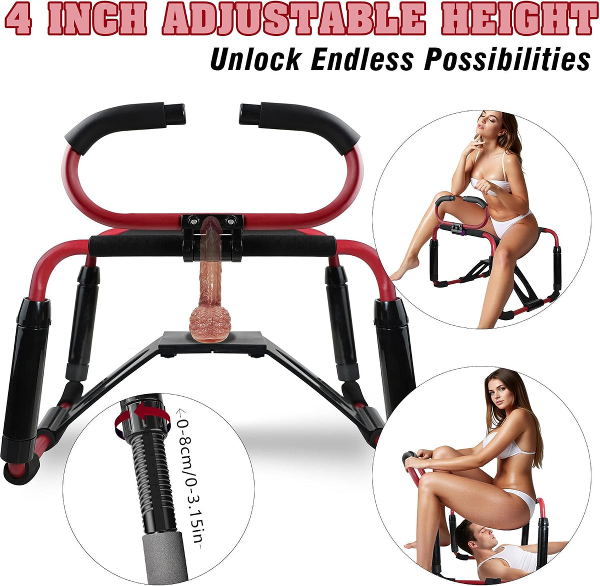 MainStage Adjustable Red Sex Chair with Dildo Mount