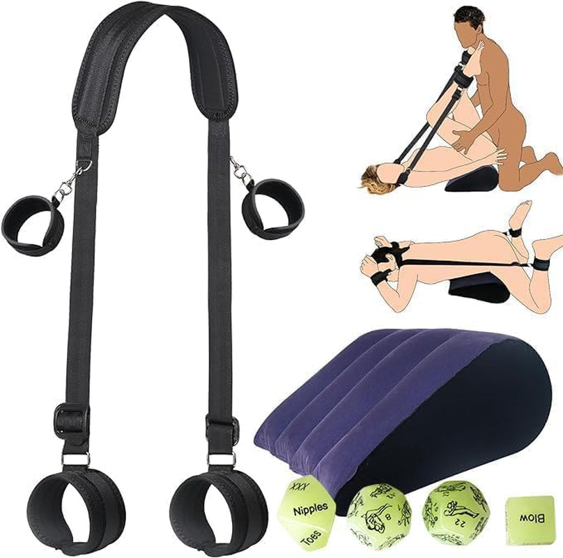 2025 Sex Pillow, Sex Pillowcase Wedage Pillow, Flocking Material, Couple Travel Pillow, Soft and Portable, Can Be Used as Locator Cushion, with Handcuffs and Footcuffs Sweater ACD