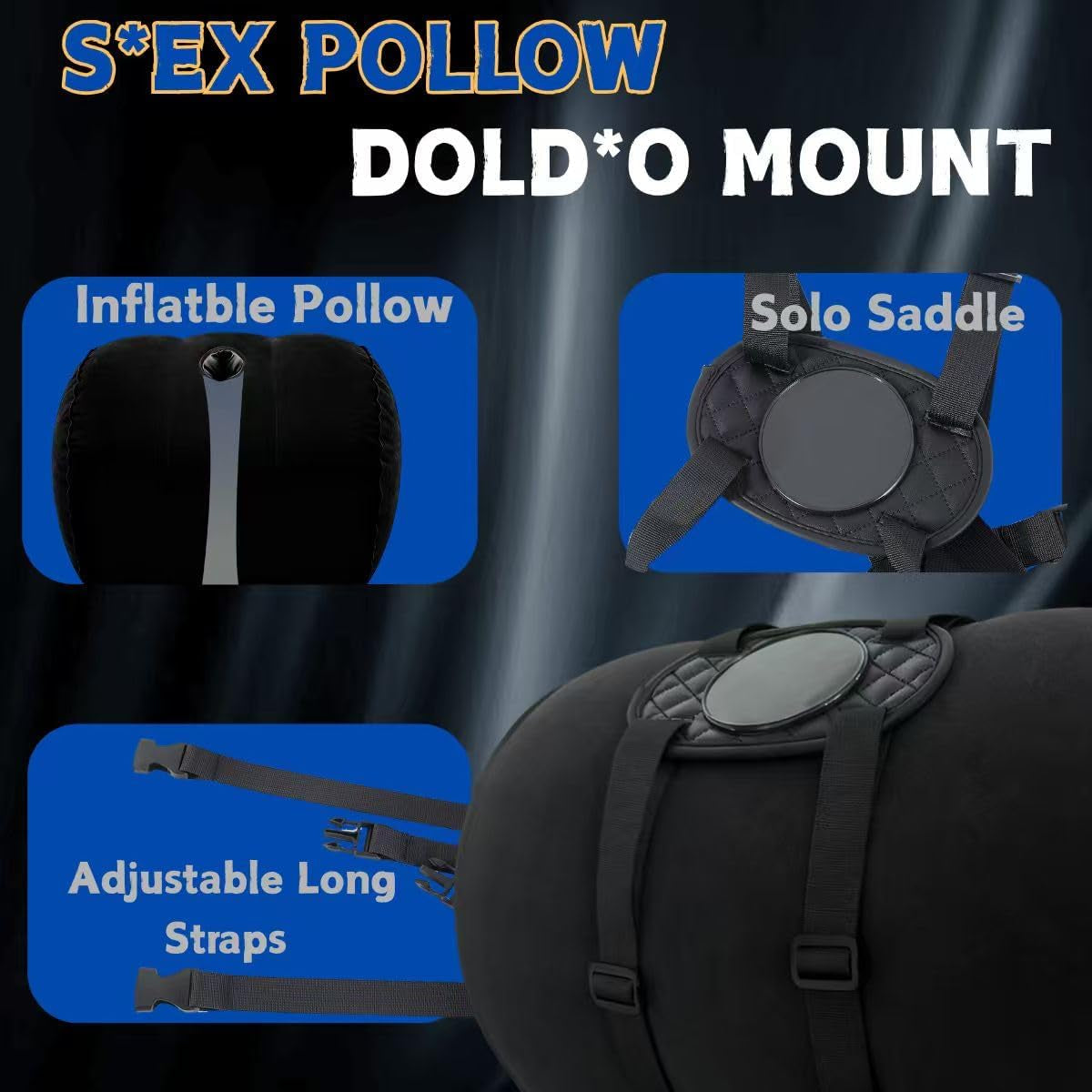 Sex Pillow with Suction Cup Dildo Mount Sex Toys Inflatable Pillow Vibrator Holder Set Universal Sex Saddle Strap on Pillow,Chair Hands-Free Play(Without Dildo)