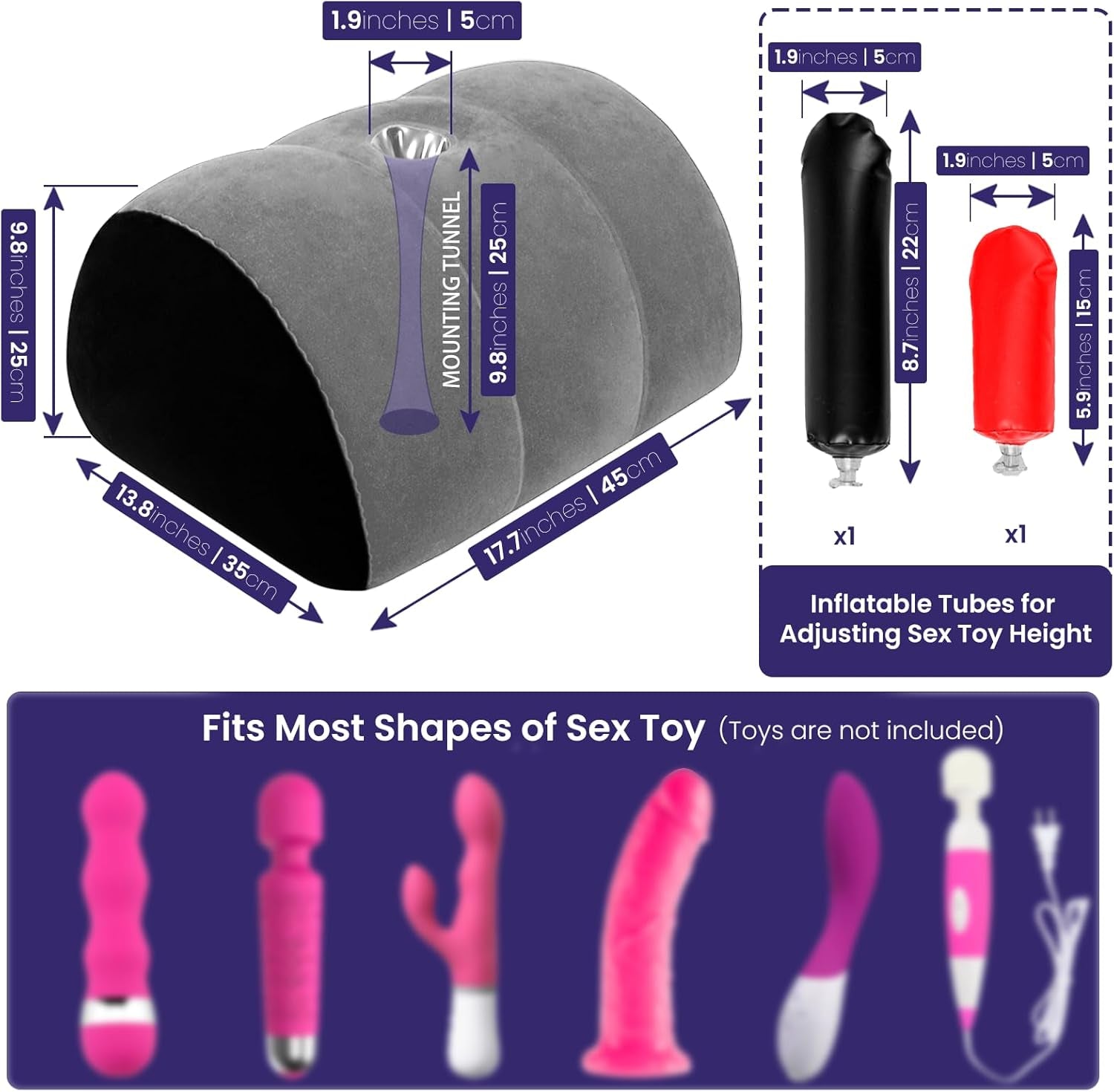 MountMuse Inflatable Sex Position Dildo Mount Pillow