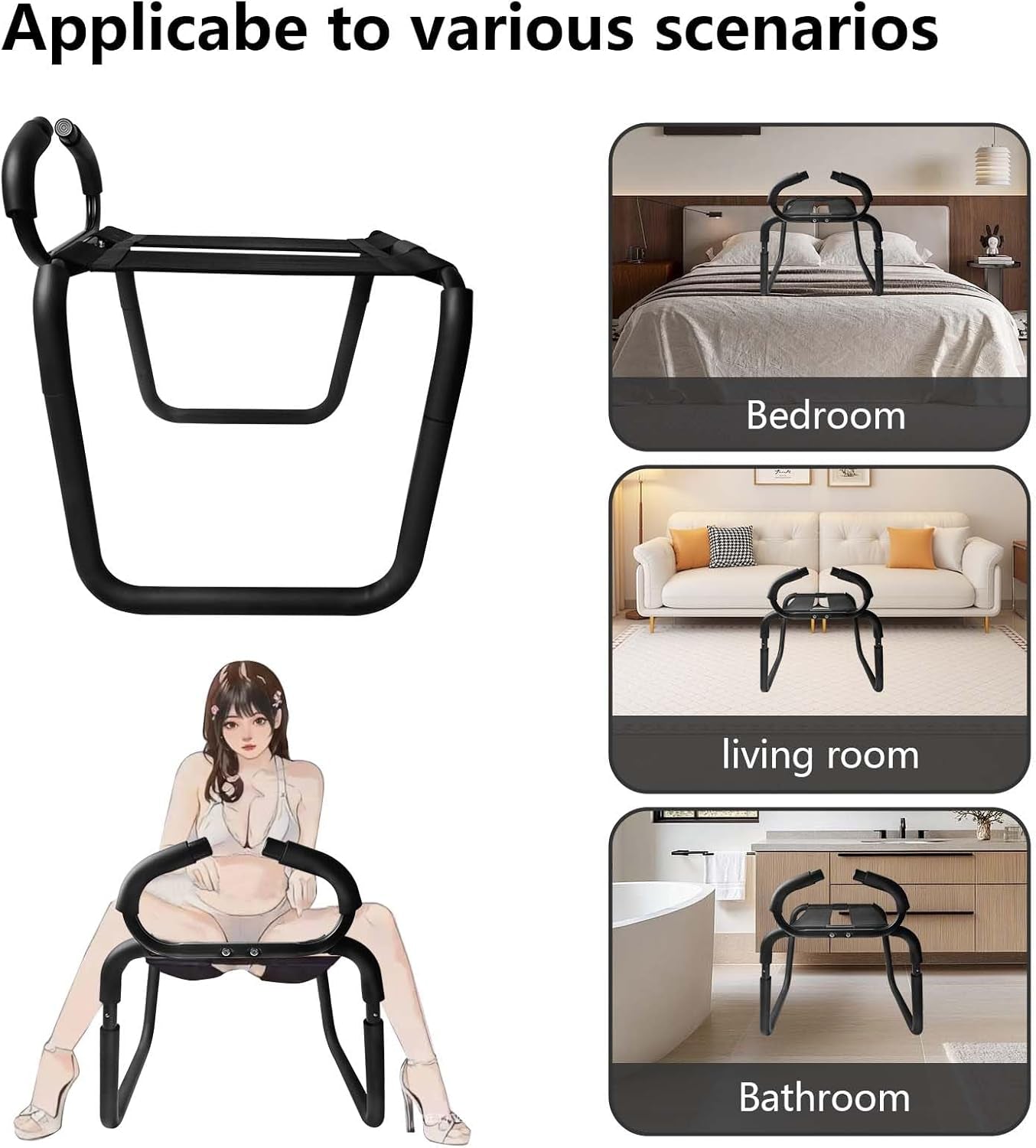 Sex Chair Position Enhancer Chair for Bedroom Bounce Stool,Sex Furniture Stools for Love Life,Sex Swivel Chair Sex Toys with Handles for Men Women Couple