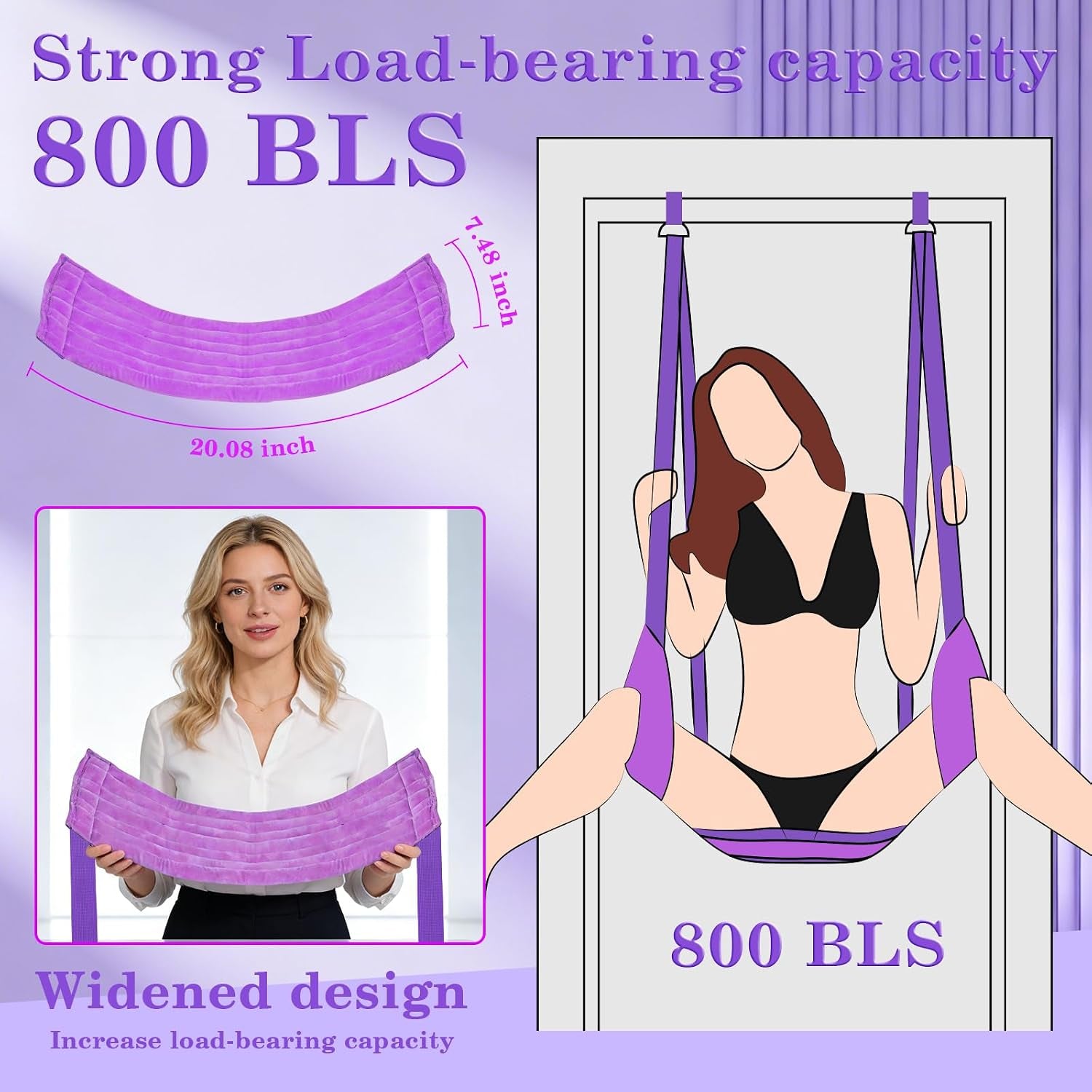 PlushRide Over-Door Purple Sex Swing – Padded, Holds 300 Lbs
