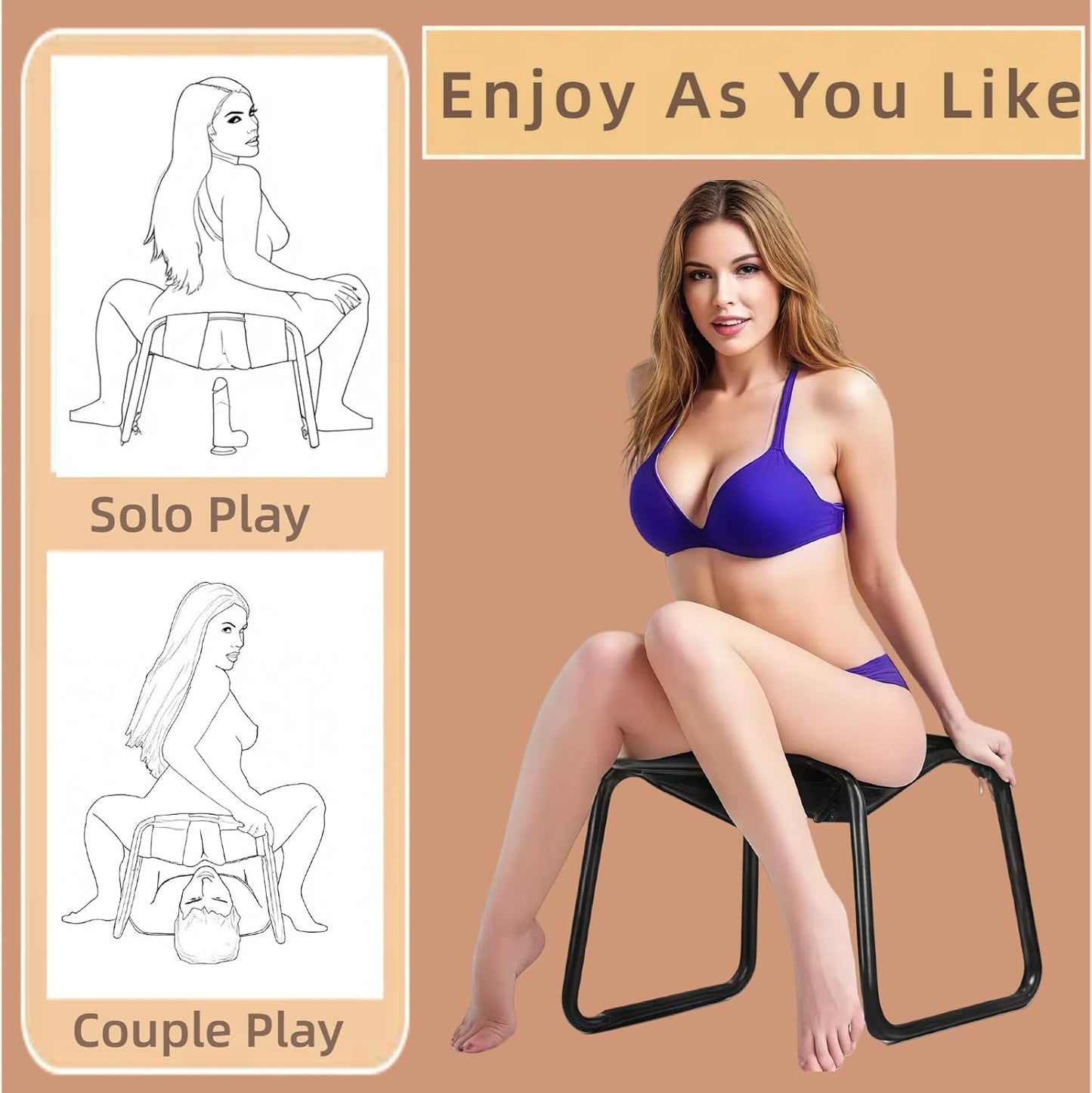Sex Chair Multifunction Sex Position Enhancer Chair，Easy to Assemble，350 Lbs Weight Capacity, Portable & Adjustable Novelty Toy for Couples for Multiple Positions