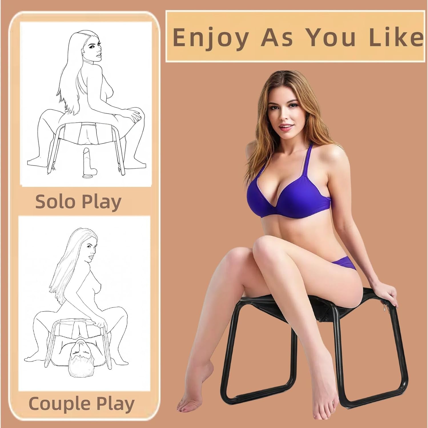 Sex Chair Multifunction Sex Position Enhancer Chair，Easy to Assemble，350 Lbs Weight Capacity, Portable & Adjustable Novelty Toy for Couples for Multiple Positions