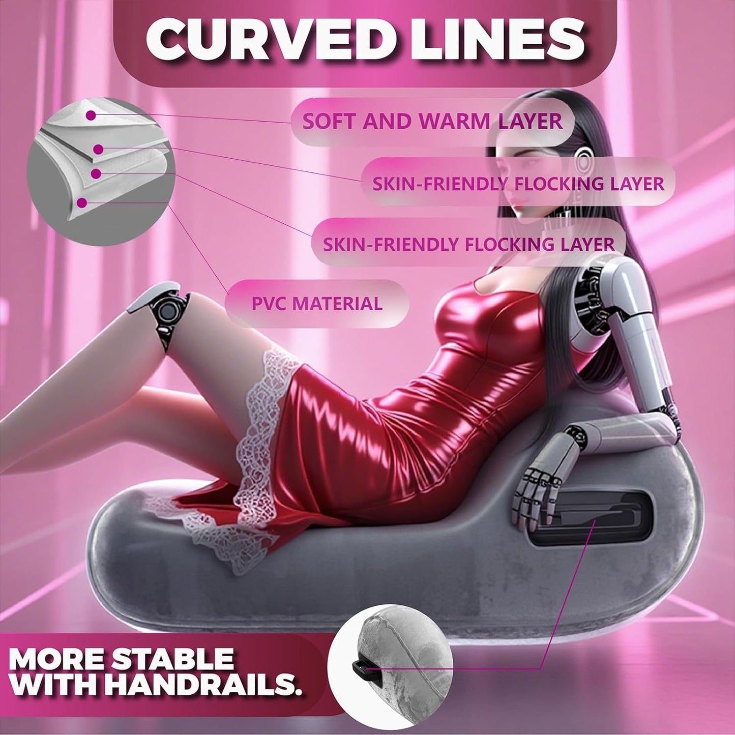 TitanLuxe XL Inflatable BDSM Sex Chair with Pump & Grip Handles