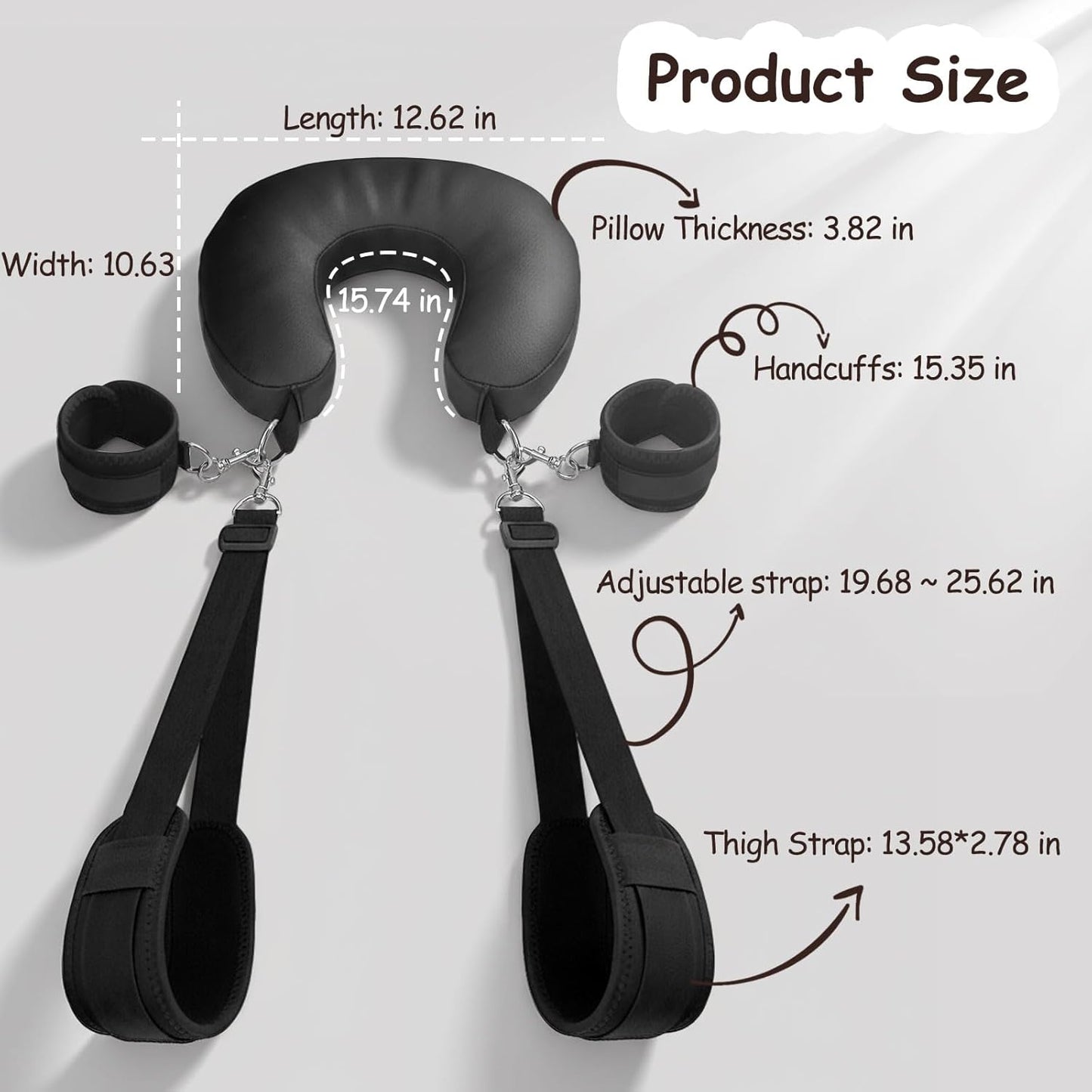 Bondage Sex Restraints BDSM Toys, Detachable Couples Sex Toys Bondage with Handcuffs, Silk-Filled Neck Pillow to Thigh Sling BDSM Restraints, Adjustable Leg Straps Tie for Kinky Pleasure