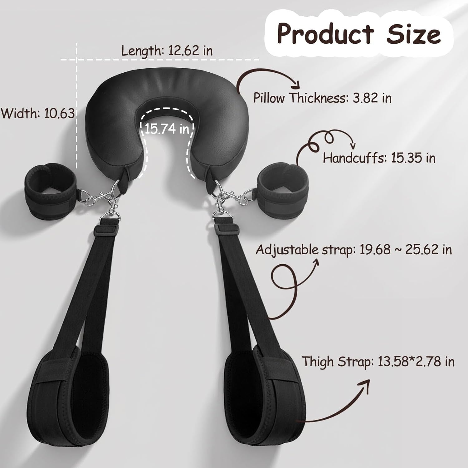 Bondage Sex Restraints BDSM Toys, Detachable Couples Sex Toys Bondage with Handcuffs, Silk-Filled Neck Pillow to Thigh Sling BDSM Restraints, Adjustable Leg Straps Tie for Kinky Pleasure