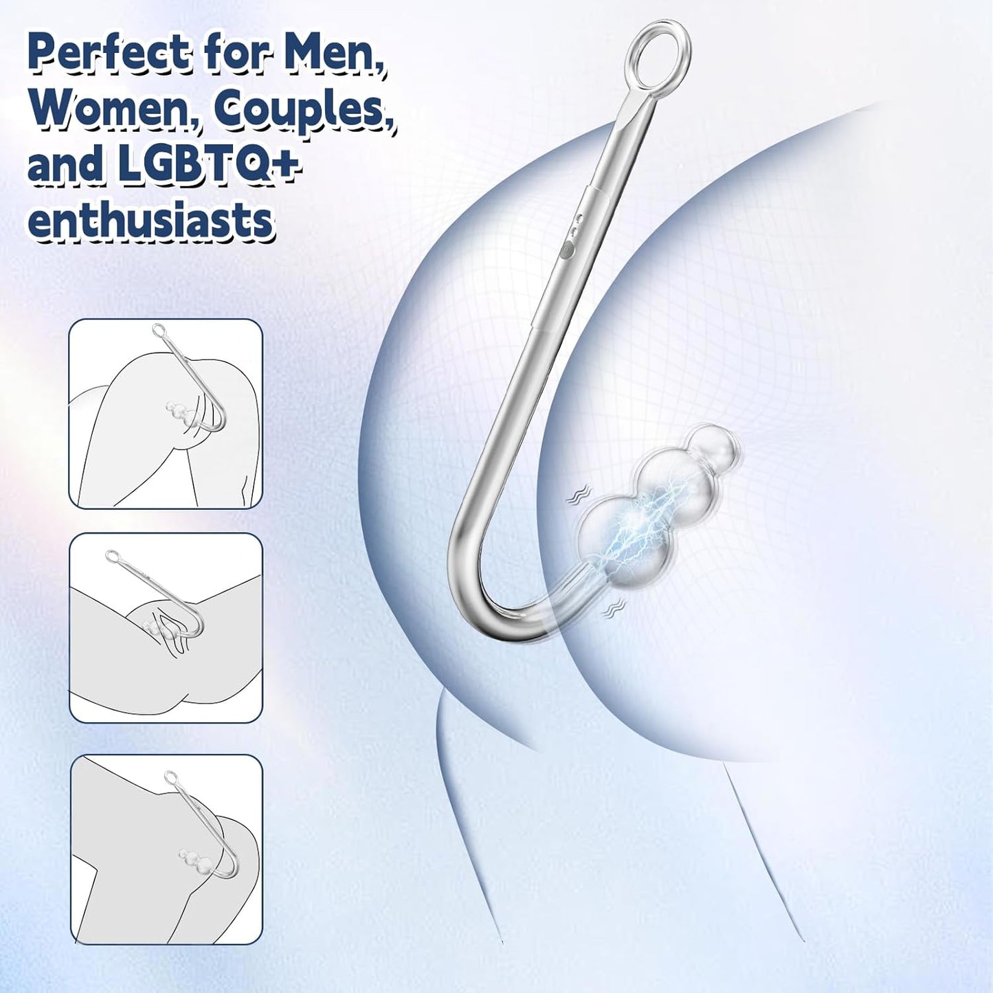 Vibrating Anal Hook BDSM Kit Neck to Wrist Bondage Restraint Set with Ball Gag, Couple Sex Toys Adjustable Collar behind Back Handcuffs Straps Bed SM Game Tool for Couples, Roleplay & Bedroom Fun