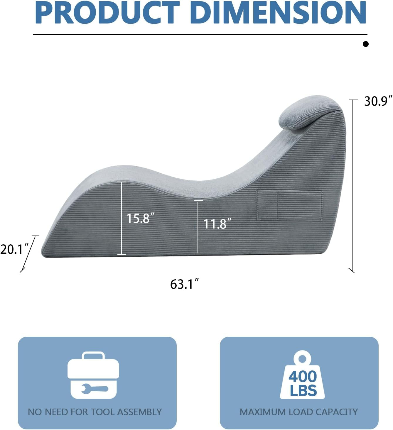 SmokeSeduction Sex Chaise Lounge Chair with Cushioned Headrest