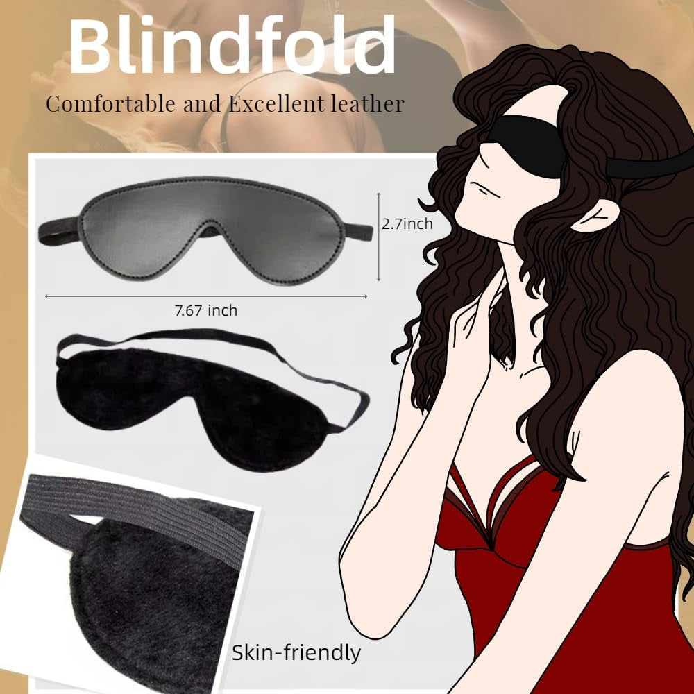 DuskLull Plush BDSM Cuff & Blindfold Restraint Set