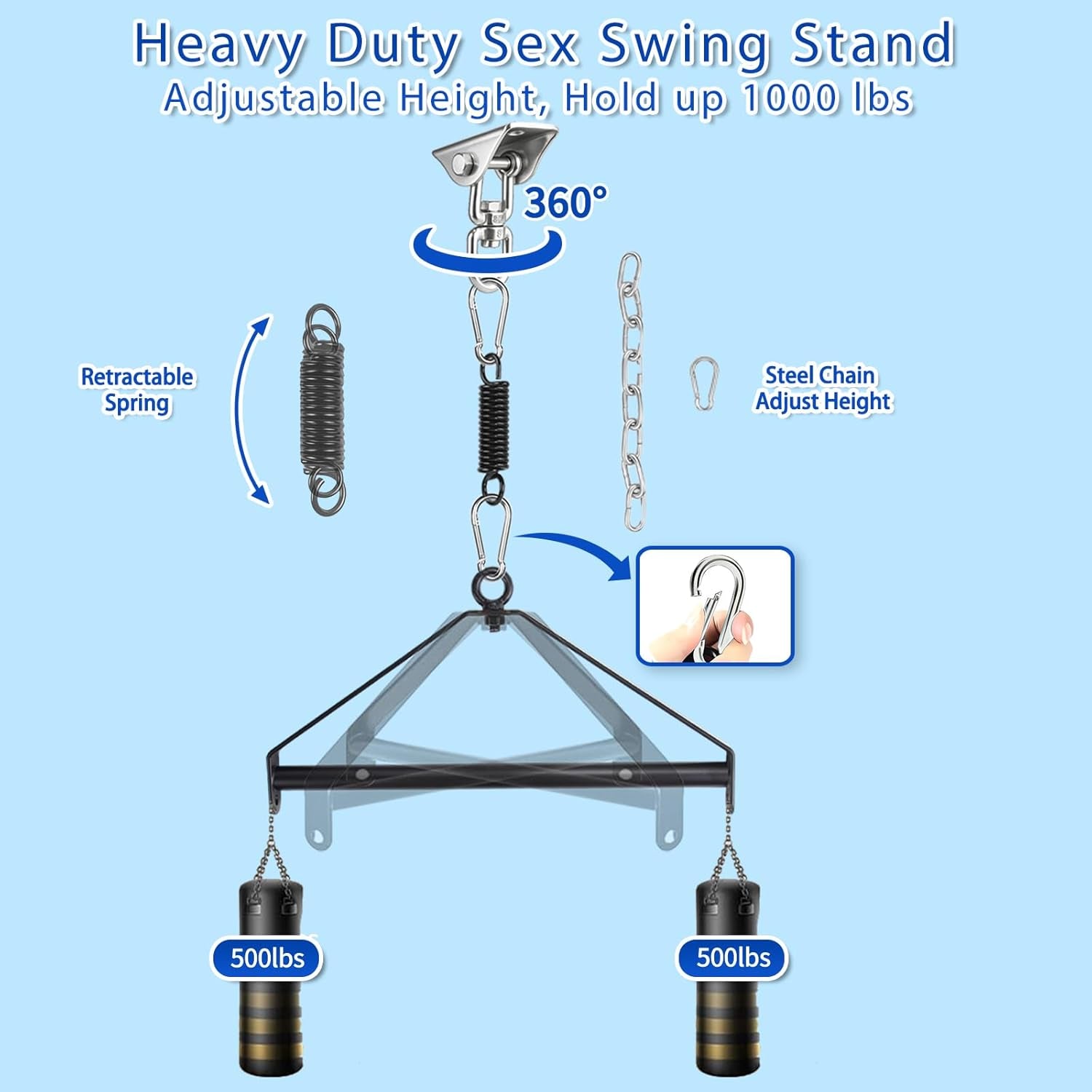 Sex Swing, BDSM Sex Toys Set with 360 Degree Spinning Ceiling Swing Stand & Adjustable Sling Widened Thick Padded Seat Soft Extra Pillow Comfortable Swings for Couples Adult Toys & Games