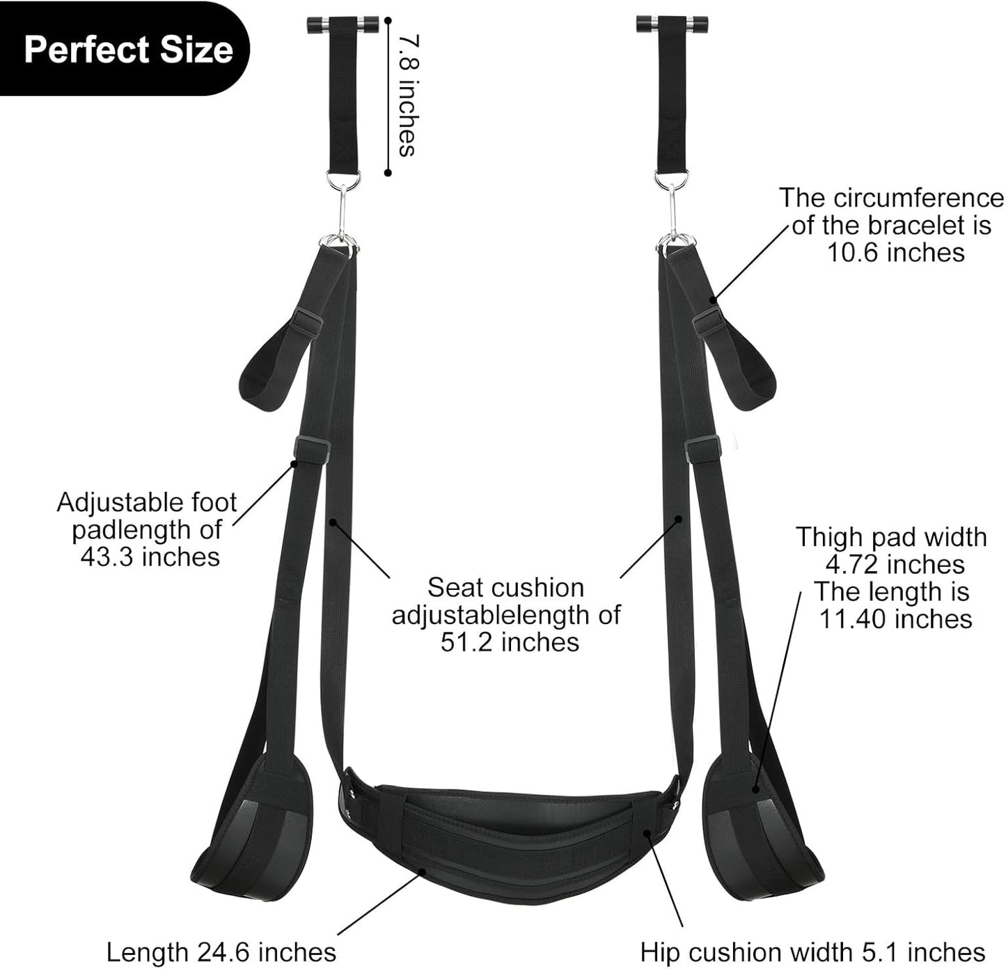 BDSM Door Sex Toys Sex Swing Bondage Slave Leather Soft Plush Sex Slings with Adjustable Straps, Hanging Door Handcuffs Leg Restraints Spreader Adult Toys for Couple