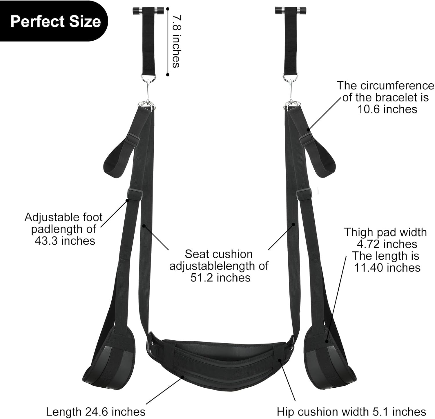 BDSM Door Sex Toys Sex Swing Bondage Slave Leather Soft Plush Sex Slings with Adjustable Straps, Hanging Door Handcuffs Leg Restraints Spreader Adult Toys for Couple