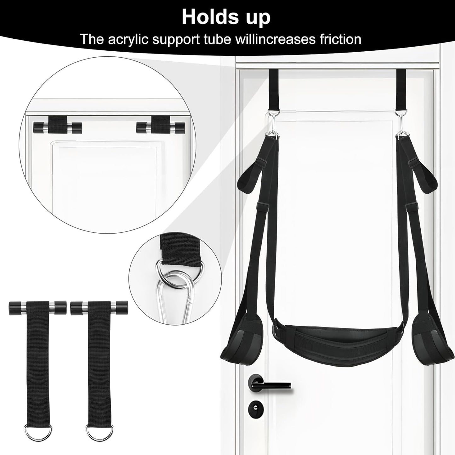BDSM Door Sex Toys Sex Swing Bondage Slave Leather Soft Plush Sex Slings with Adjustable Straps, Hanging Door Handcuffs Leg Restraints Spreader Adult Toys for Couple