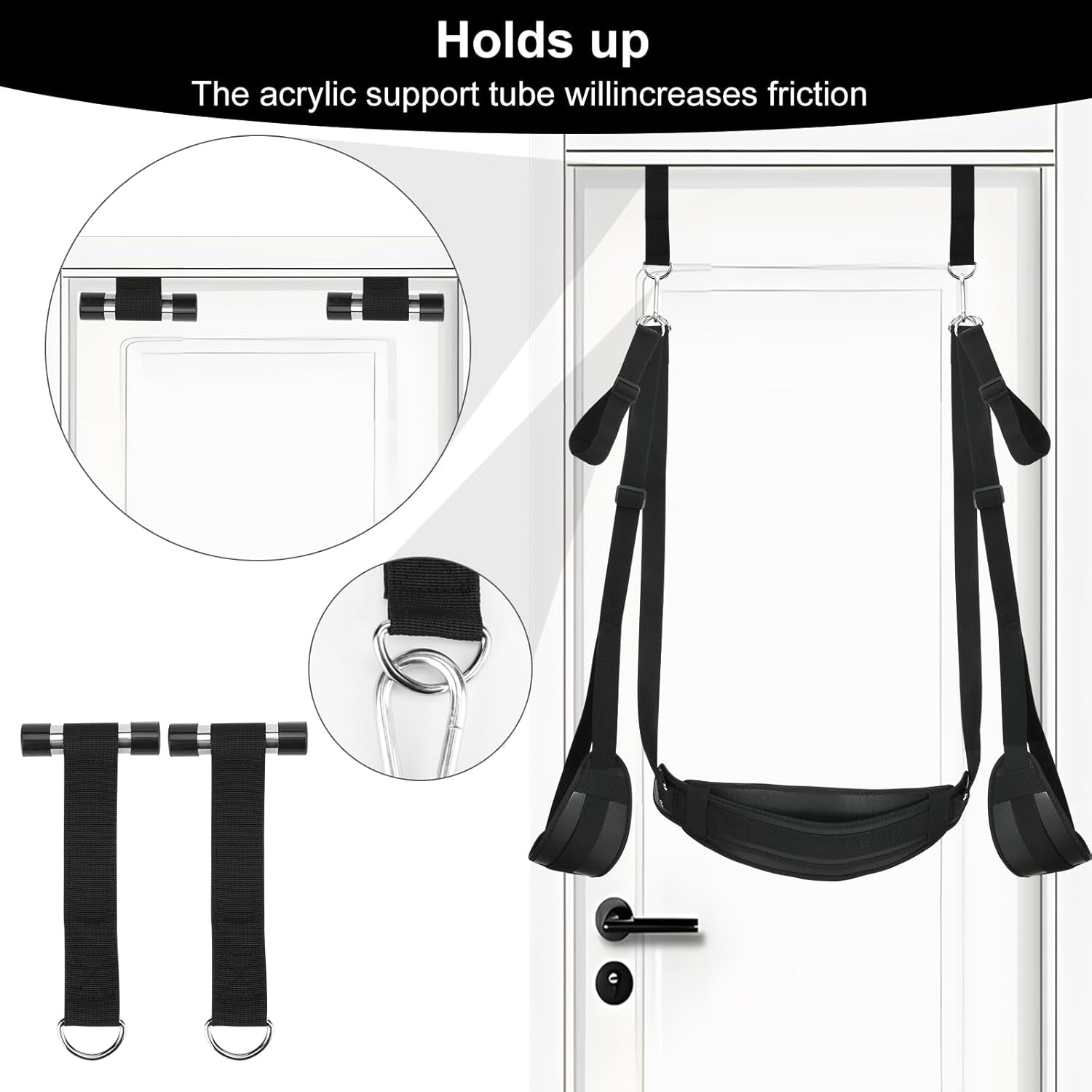 BDSM Door Sex Toys Sex Swing Bondage Slave Leather Soft Plush Sex Slings with Adjustable Straps, Hanging Door Handcuffs Leg Restraints Spreader Adult Toys for Couple