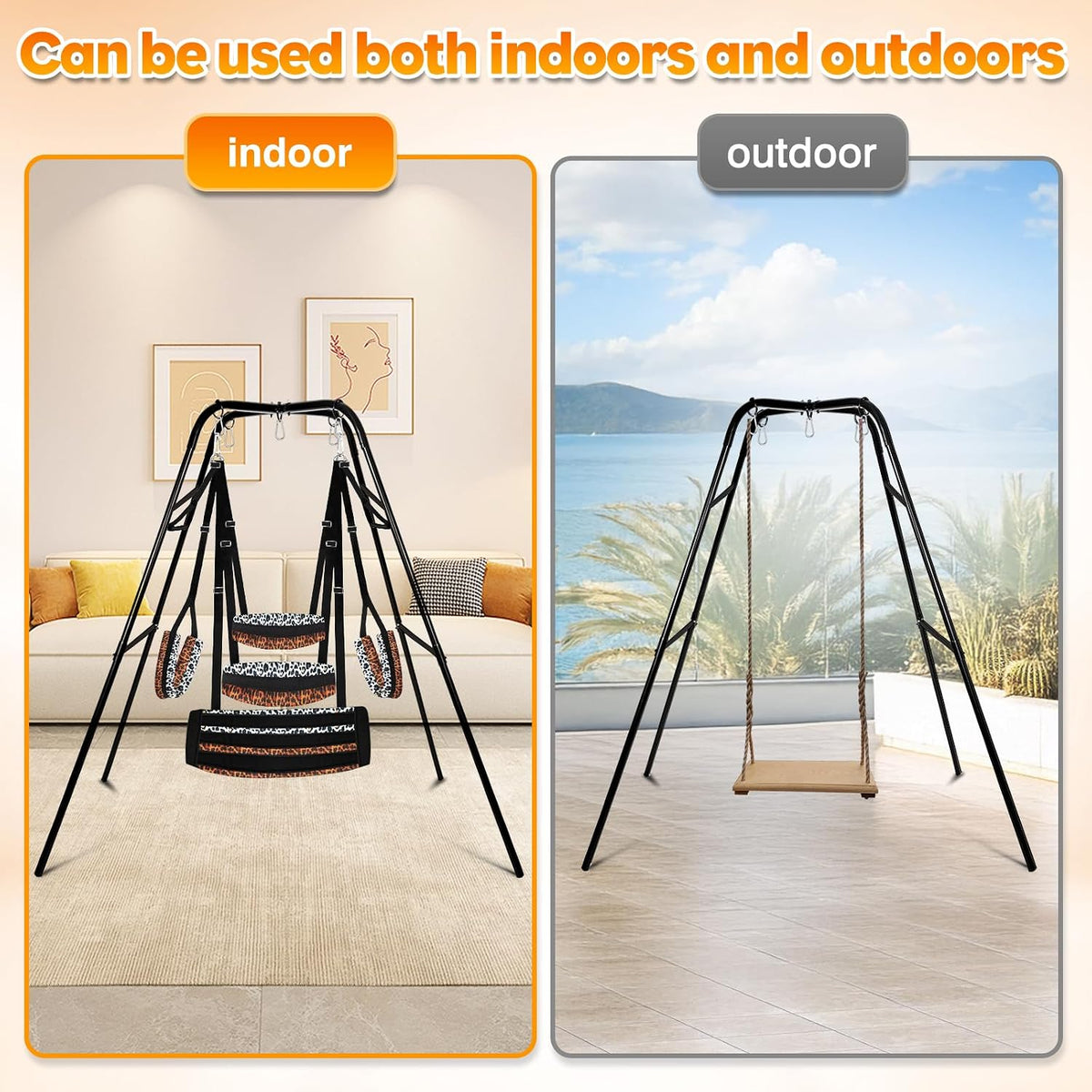 GoldenPredator Freestanding Sex Swing Stand with Extra-Wide Leopard Sling