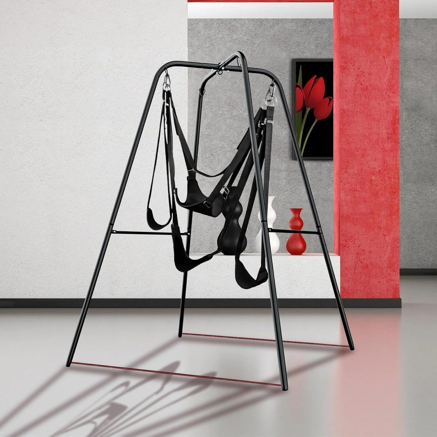 Sex Swing Stand with Sex Sling for Men Women&Couples,Adjustable Angle Sex Swing,Heavy Duty Steel Frame,Sex Furniture for Bedroom