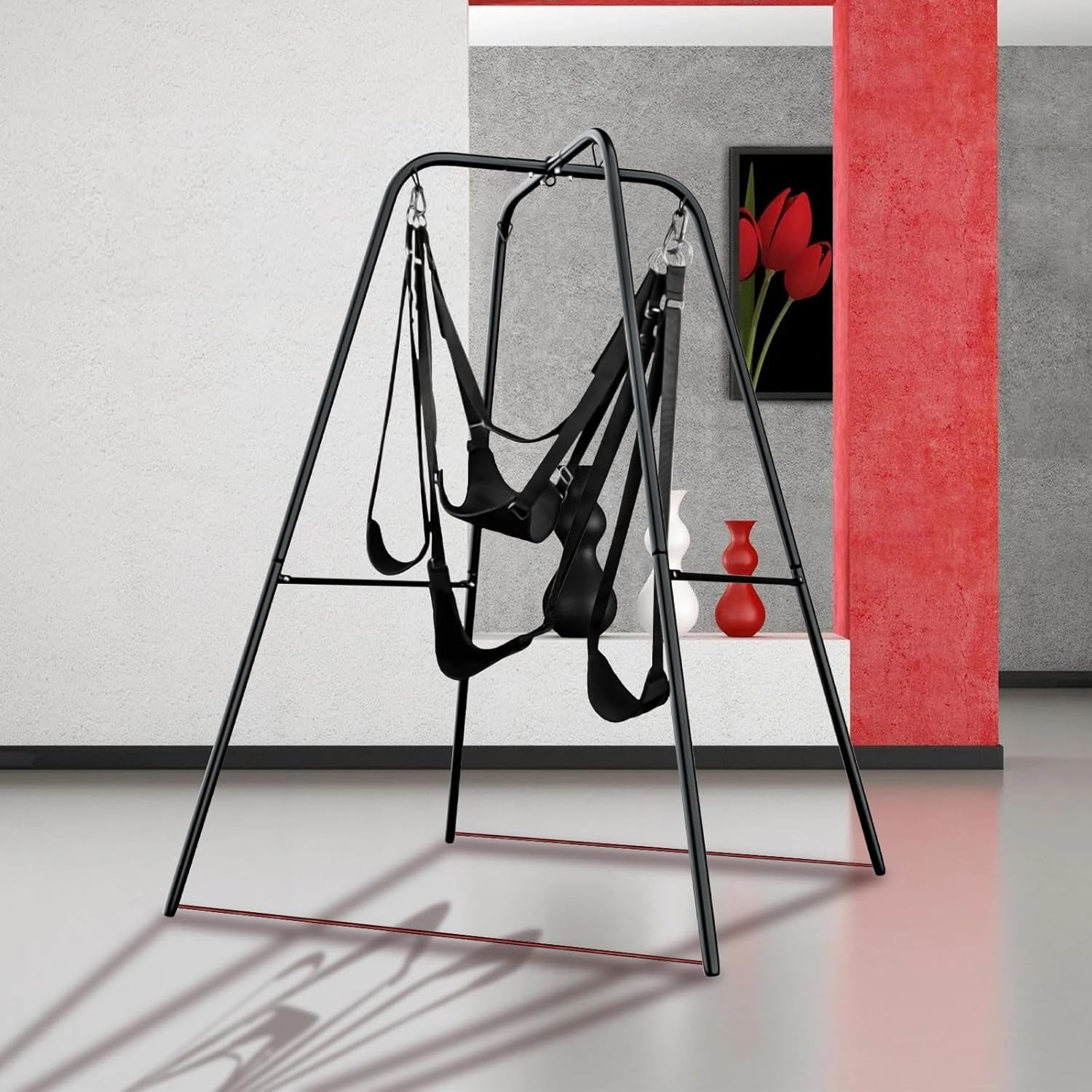 Sex Swing Stand with Sex Sling for Men Women&Couples,Adjustable Angle Sex Swing,Heavy Duty Steel Frame,Sex Furniture for Bedroom
