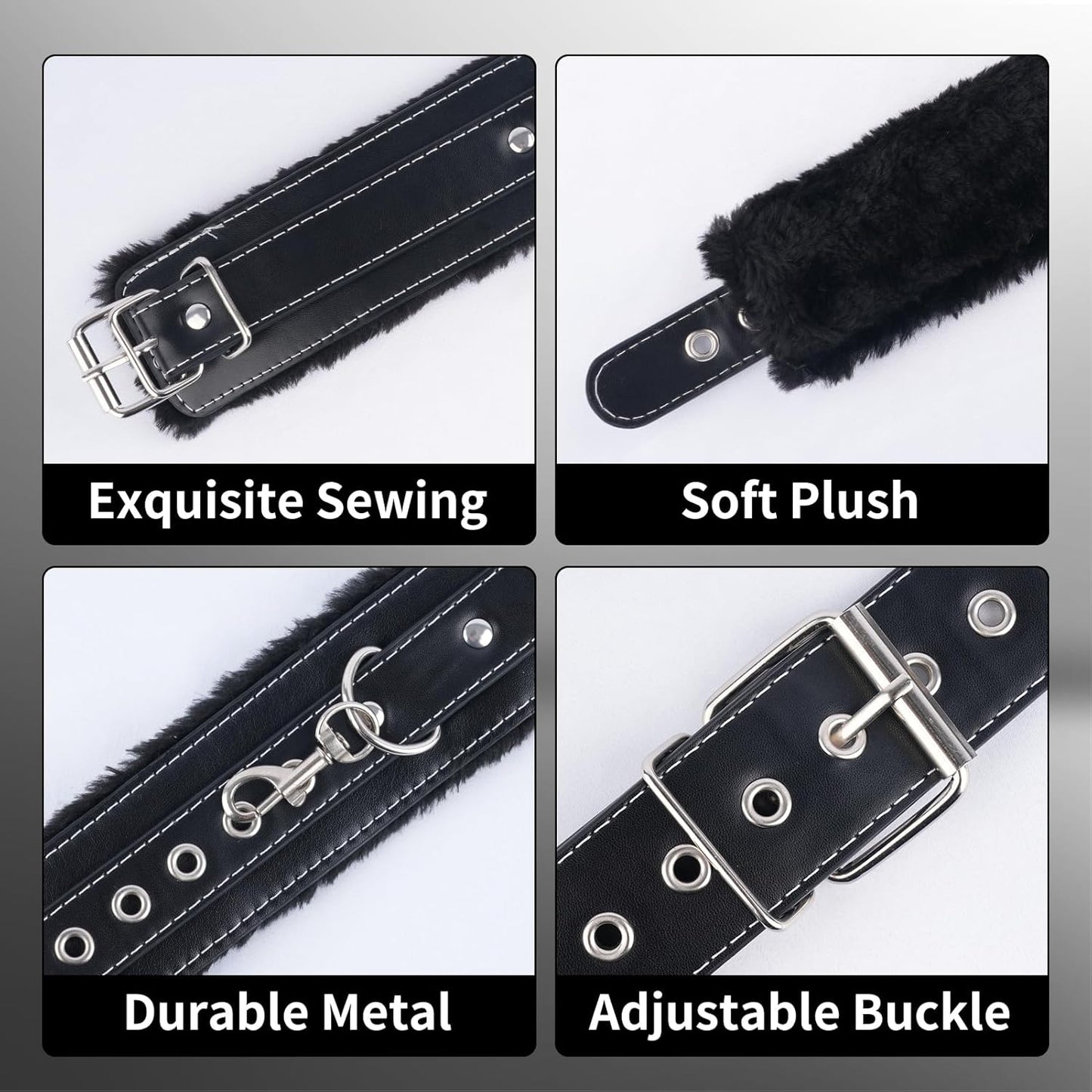 BDSM Sex Bondage Restraints Set - Neck to Wrist BDSM Kit with Traction Chain Nipple Clamps Adjustable Handcuffs Collar Bondage Gear Accessories Sex Things for Couples Kinky Sex Toys for Couples