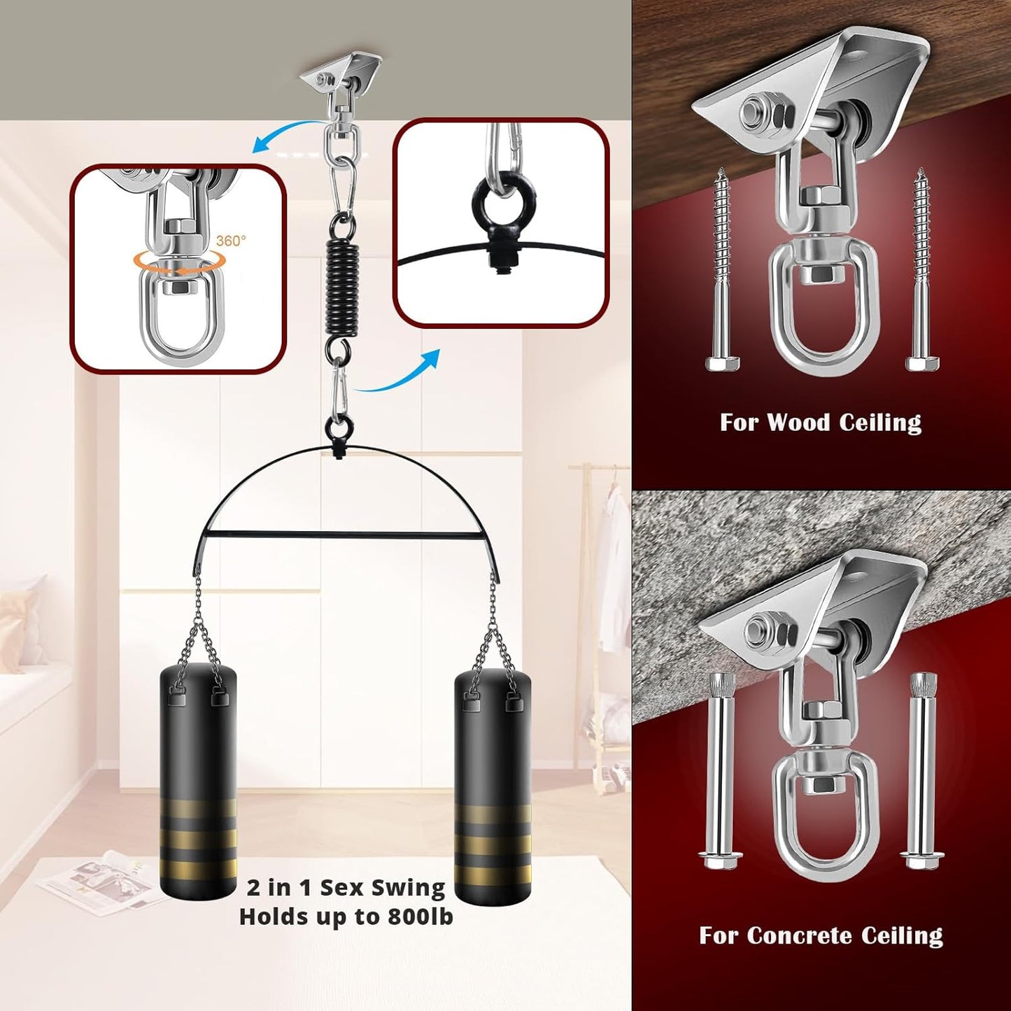 GravityMuse 360° Ceiling & Door Sex Swing