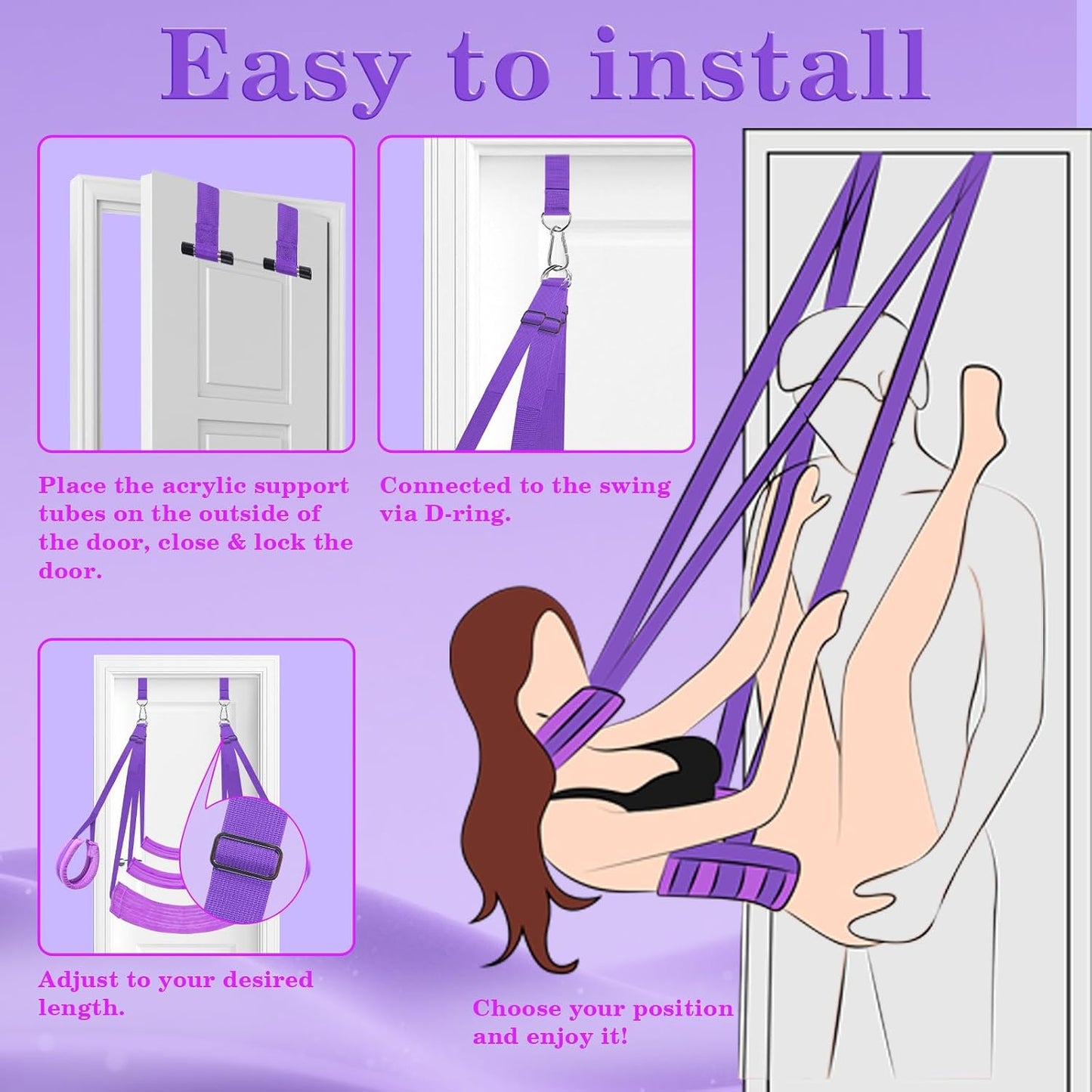 PlushRide Over-Door Purple Sex Swing – Padded, Holds 300 Lbs