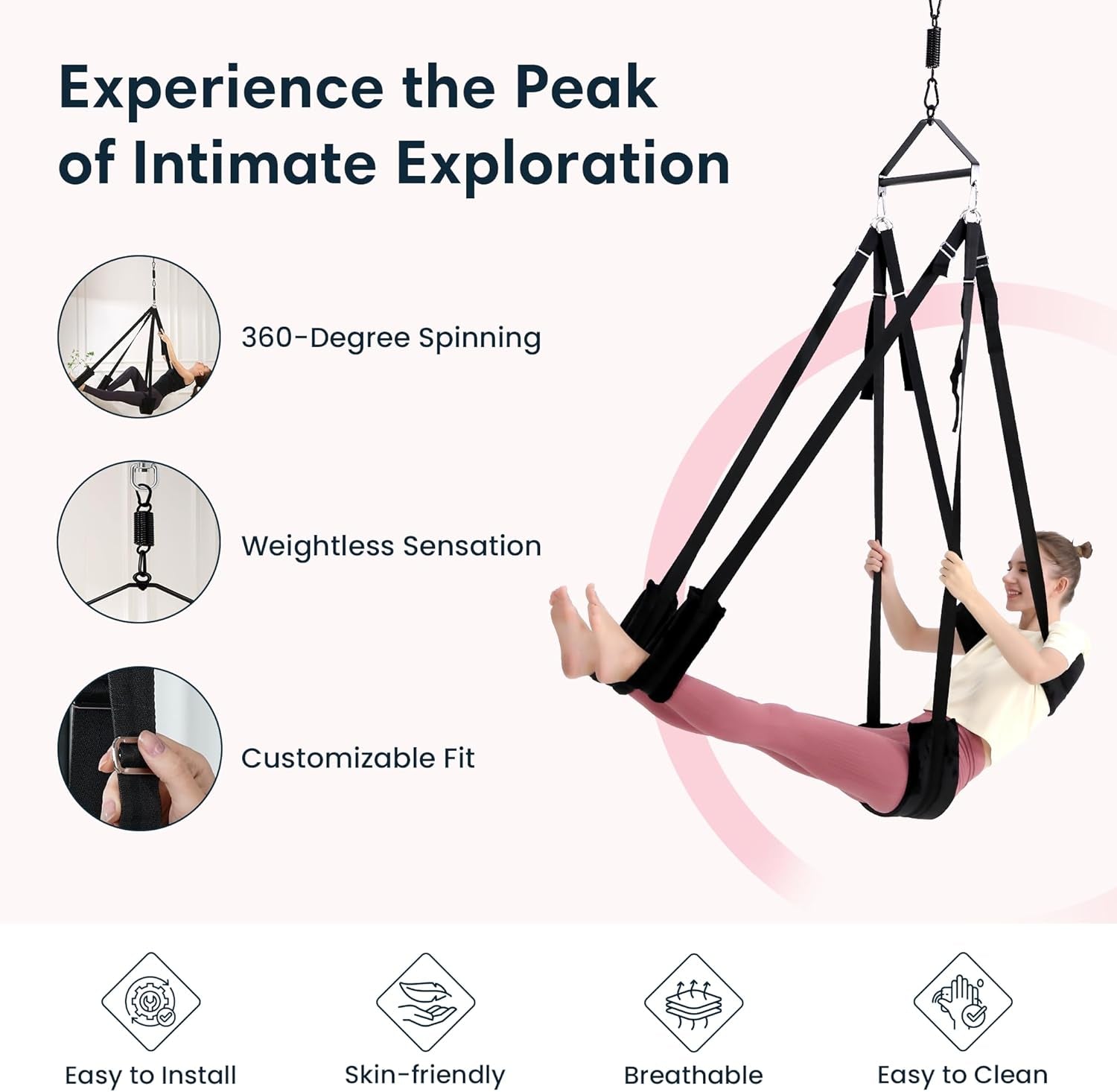 Adult Sex Swing,360 Degree Spinning Ceiling Indoor Swing, Sex Swivel Sling Set with Premium Paint Stand and Widened Thick Comfortable Toys for Couples(Ultimate Enhanced)