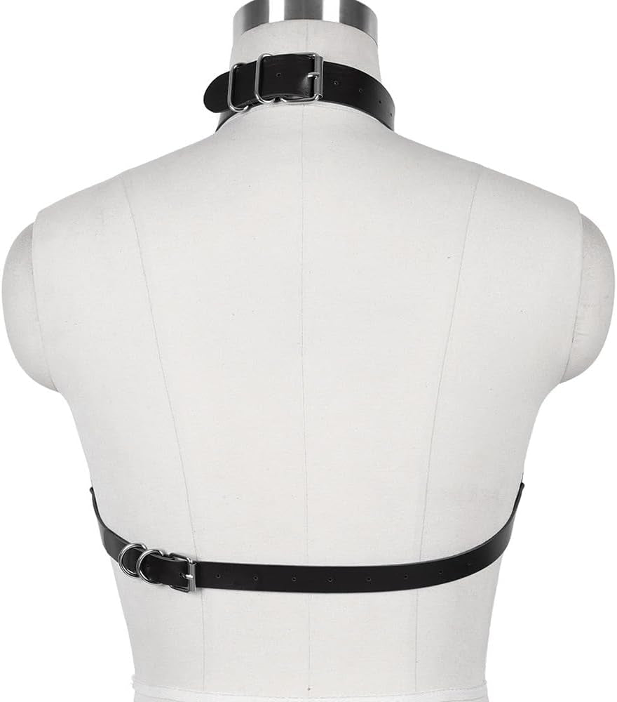 SilverSnare Layered PU Leather Chest Cage Bra Harness