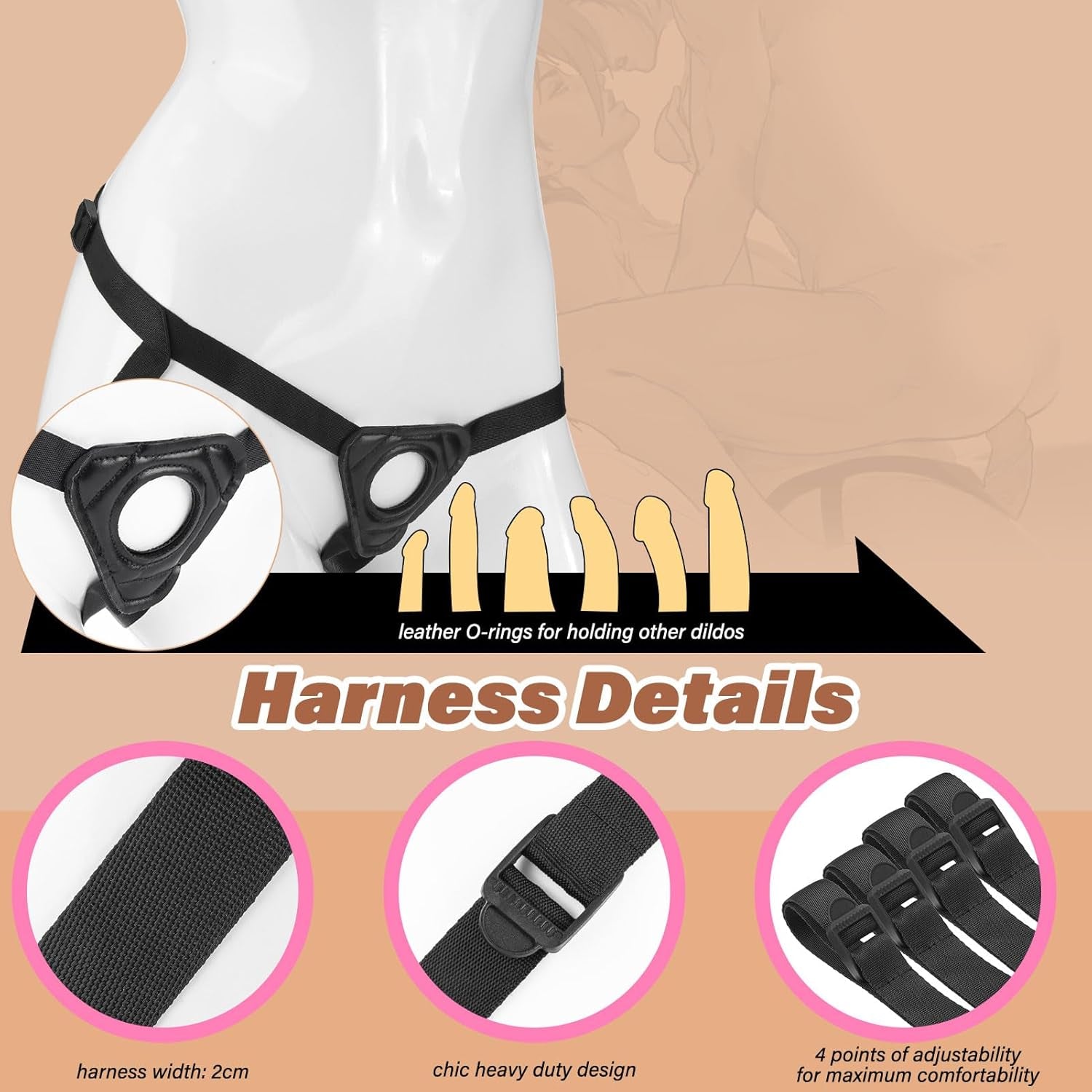 WildRide Strap-On Dildo Set | 7" Suction Cup, Adjustable Fit