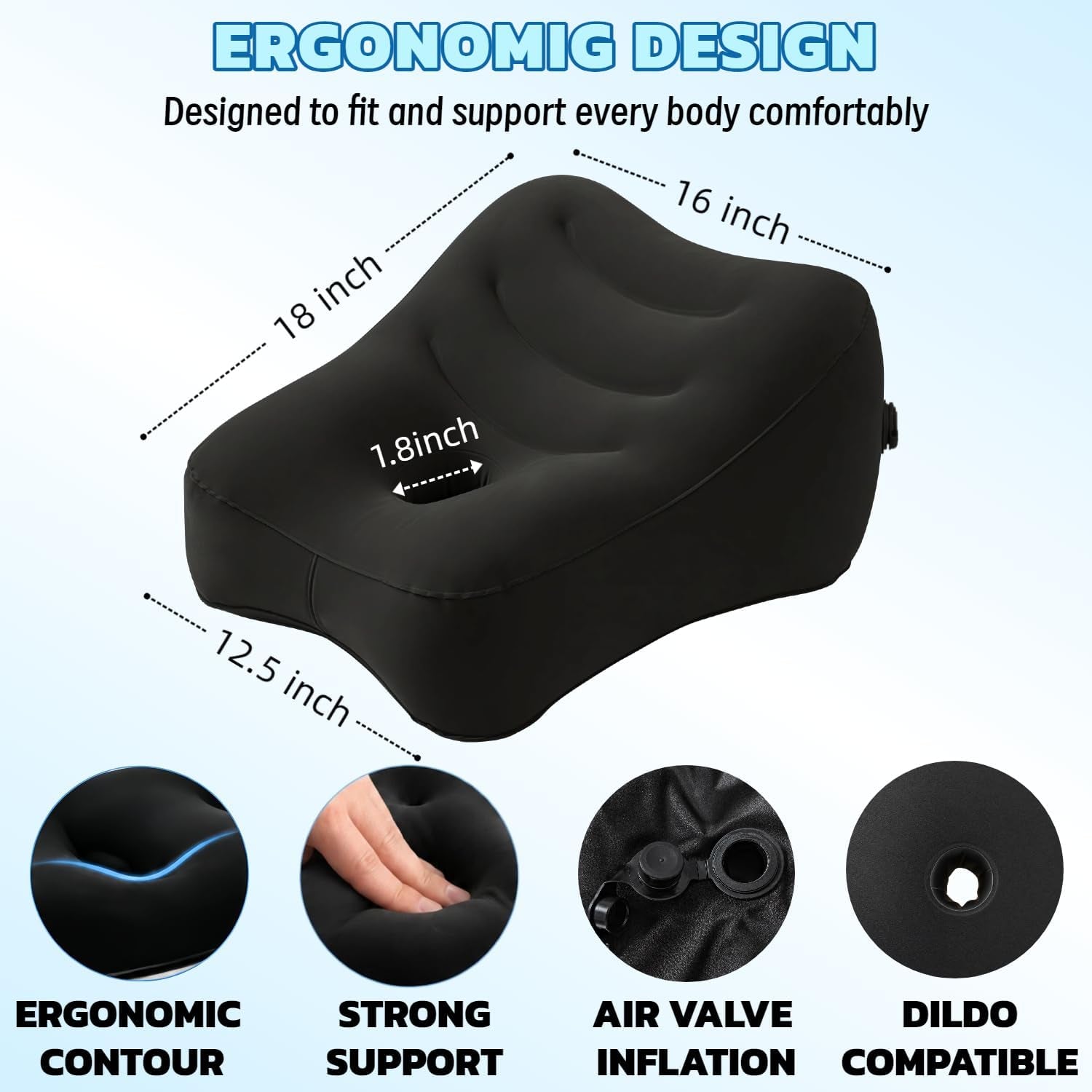 NoctisSable Inflatable Sex Cushion, Toy Mount | Hands-Free Couples