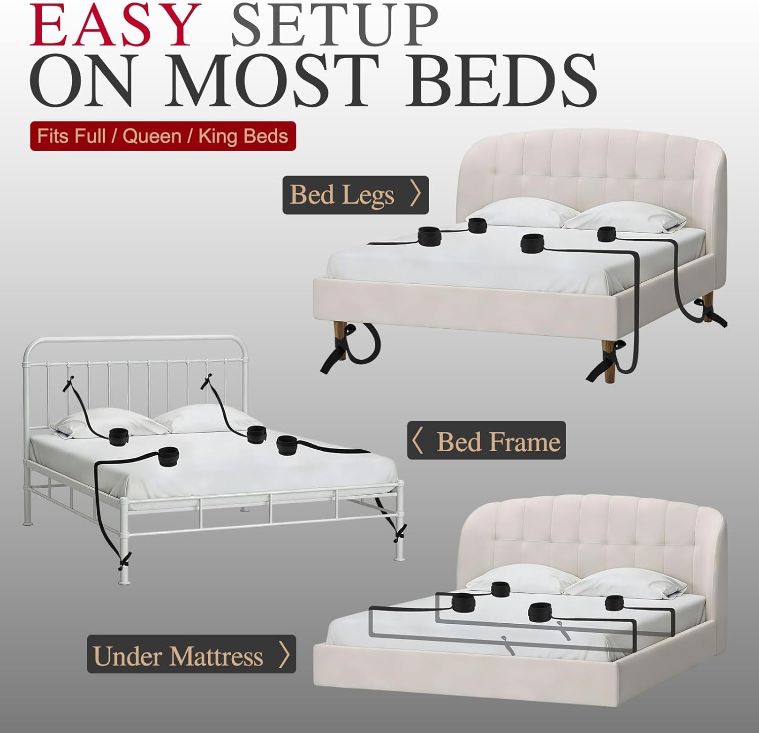 SurrenderSuite BDSM Bed Restraints Set | Wand Holder