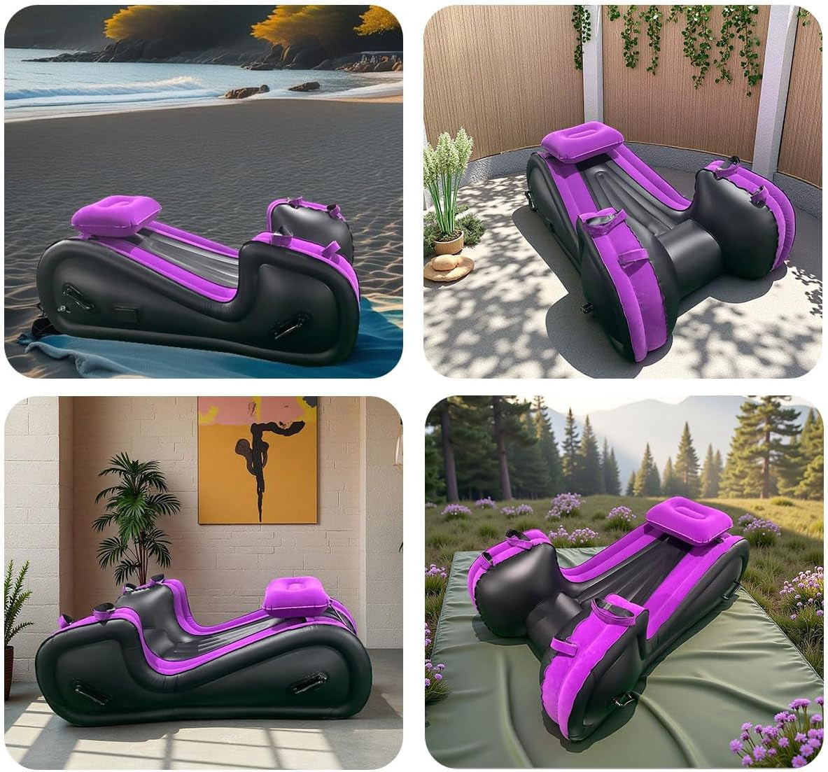 Sex Bed Inflatable Sex Furniture with Sexual Restraints for Sex BDSM Bondage Sex Position Bed for Couple Auto Inflated Sex Toys for Bedroom Beach Garden Camping & Travel