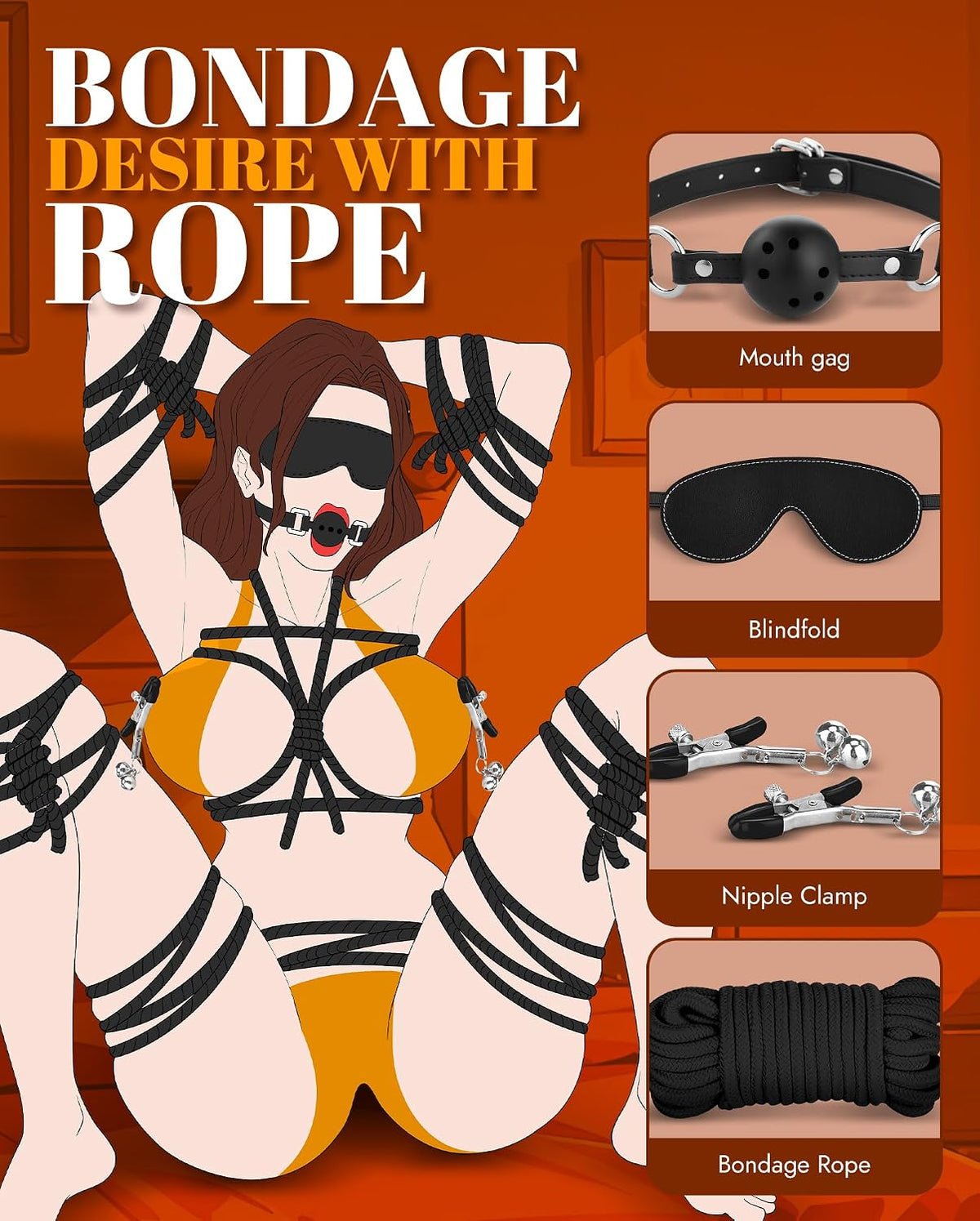 FirstDescent 11-Piece Beginner BDSM Kit with Cuffs, Collar and Paddle