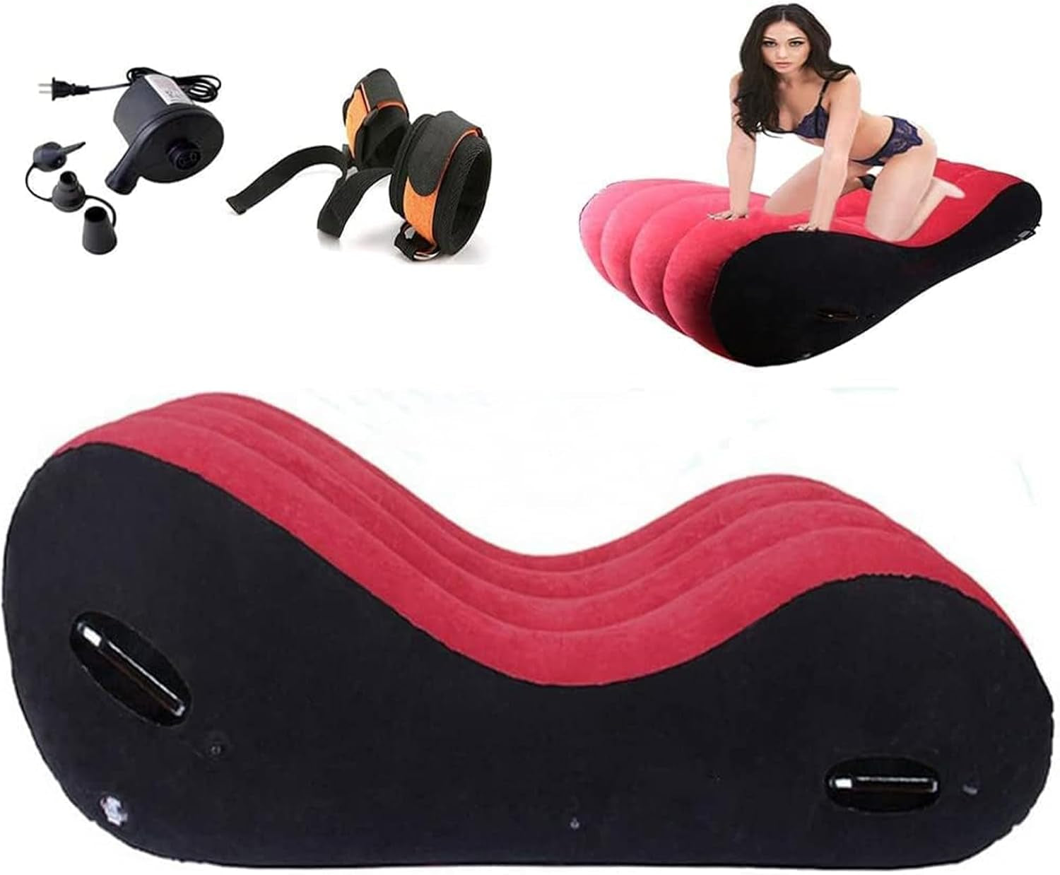 Sex Sofa Inflatable Sex Bench for Lovers Sex Position Aid Magic Sofa Sex Lounge Portable Body Pillow Multi-Functional Pillow Furniture BDSM Erotic Products Adult Game Toys for Couples (Red)