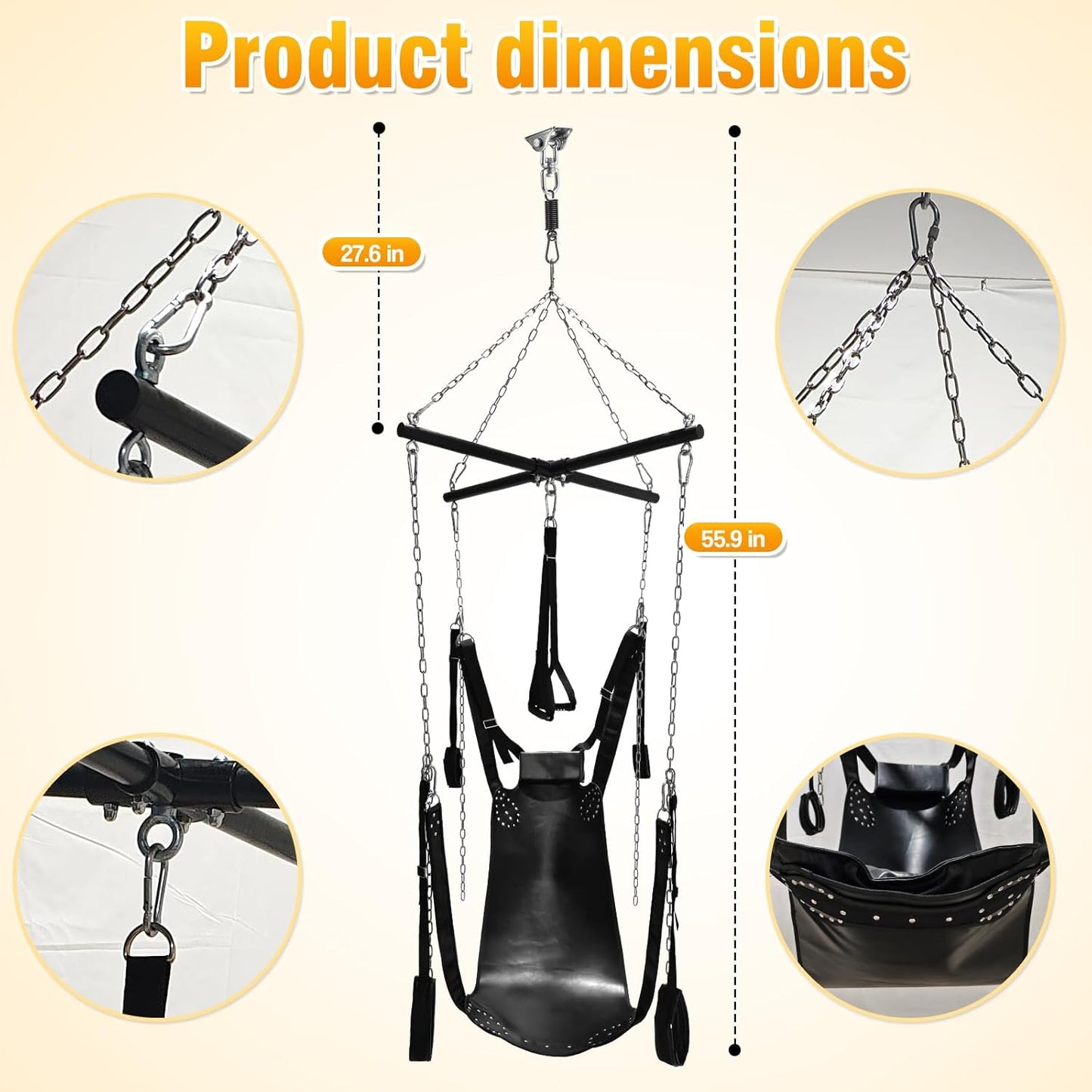 MidnightAnchor Ceiling 360 Sex Swing | 800 lb BDSM Swing Kit
