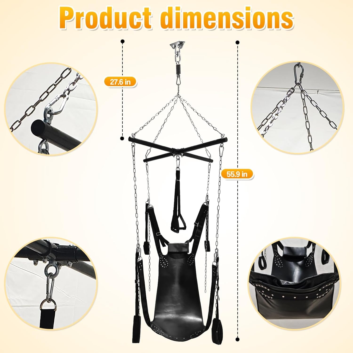 MidnightAnchor Ceiling 360 Sex Swing | 800 lb BDSM Swing Kit