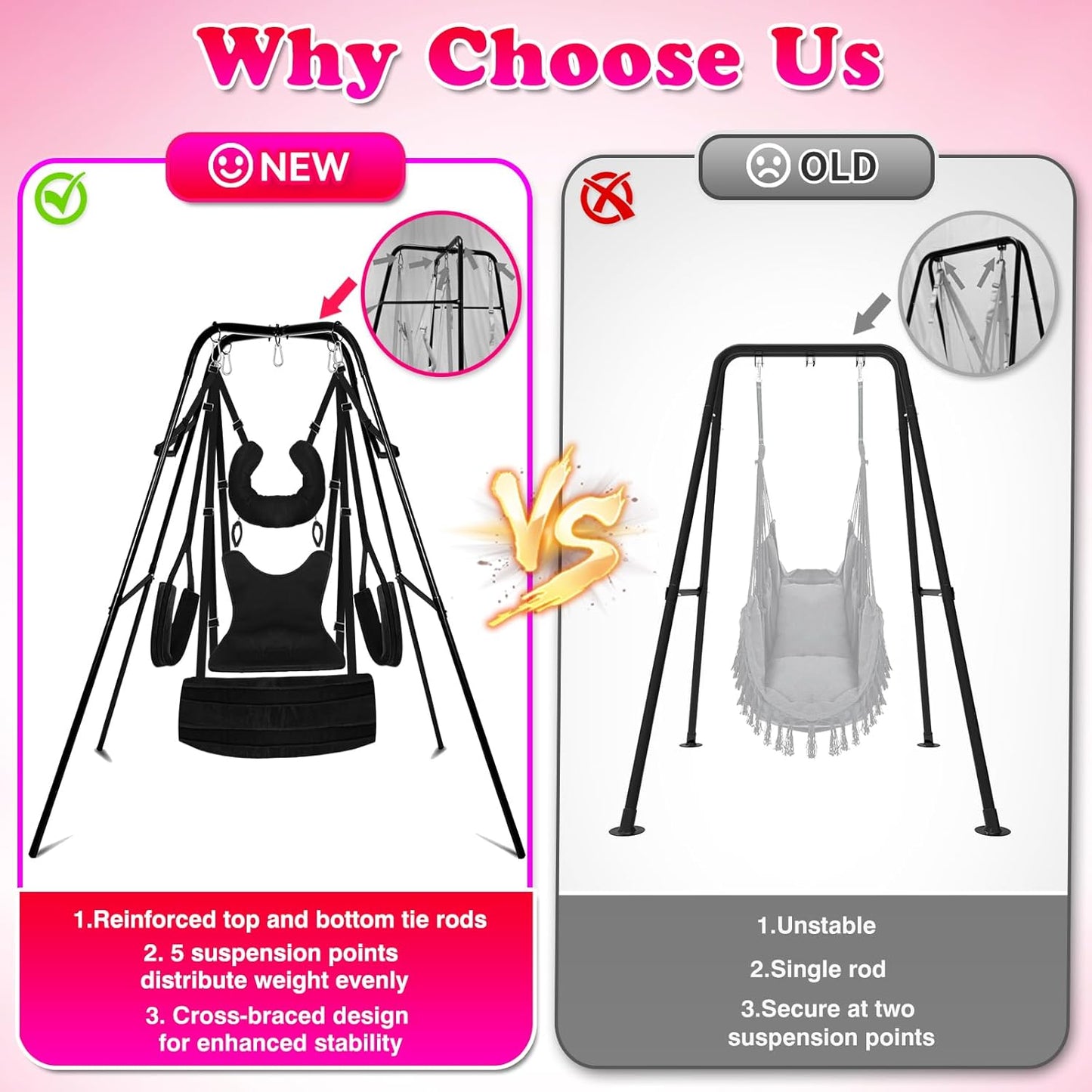 DuskFrame Freestanding Sex Swing Frame 800 lbs Hold