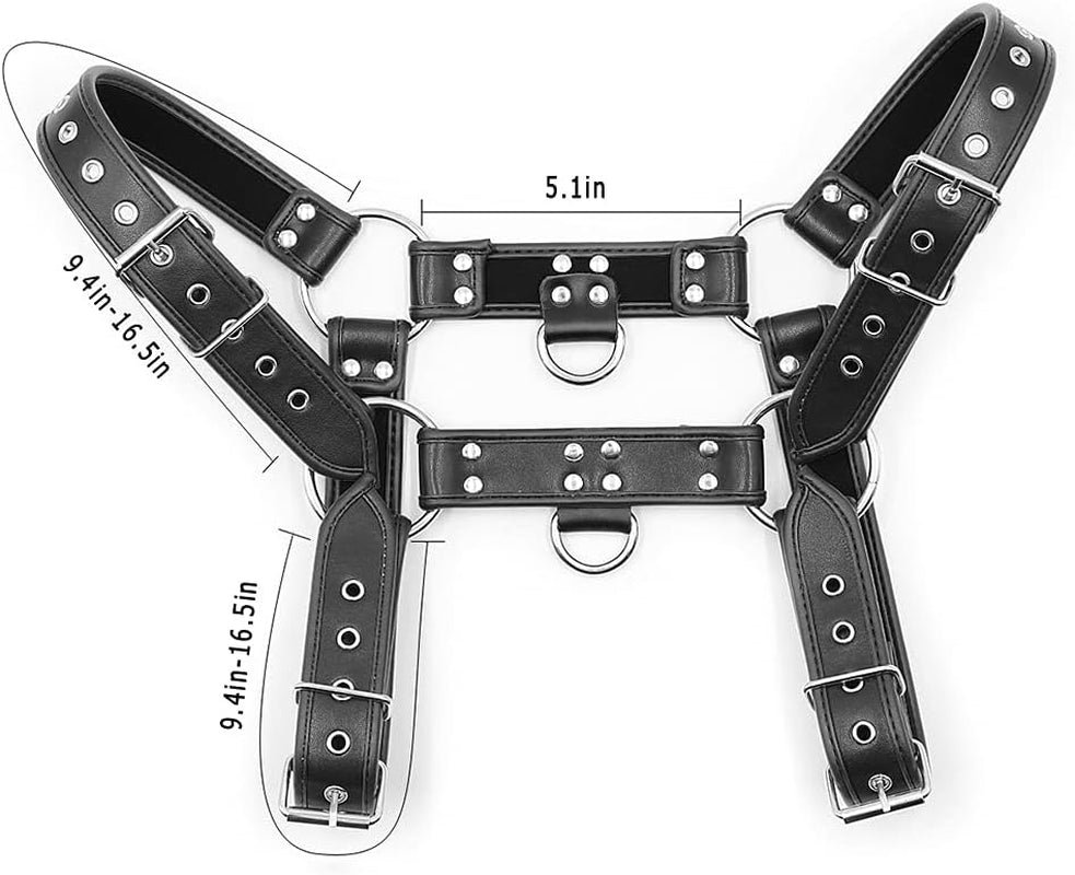 ApexSilhouette Men's BDSM Leather Chest Harness | Adjustable Fit