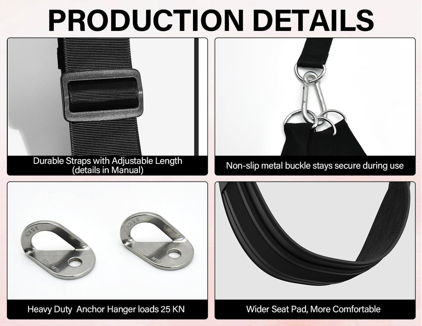 Door Stretching Strap for Physical Therapy Sex Swing & Yoga, Non-Elastic Flexibility Belt for Home Workout, Pilates, Hamstring & Leg Stretching Toys for Men & Women,Included Anchor Hanger Setup ,Valentine'S Day Gift (Bolts/ Screws Not Include)