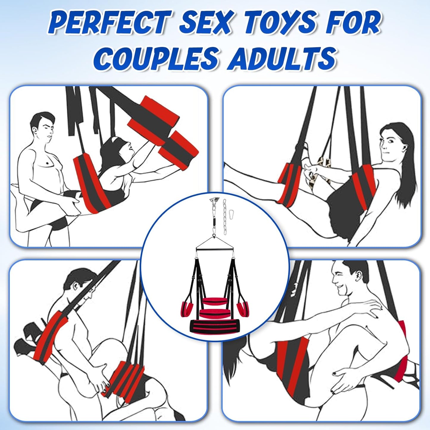Upgraded BDSM Sex Swing 360° Spinning Ceiling Sex Swings Indoor Sling with Soft Widened Padding, Adjustable Sex Straps, Sturdy Hardware Buckle, Bondage Swing Sex Toys for Couples Men Women