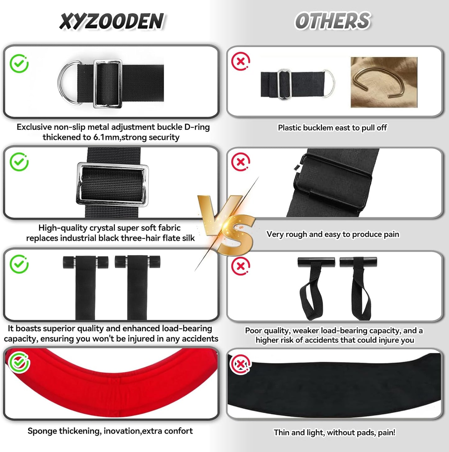 Door Sex Swing for Couples - Extra-Wide 26'' Thick Cushions & Adjustable Straps for Adult Bondage Games and Bedroom Restraints (Red)