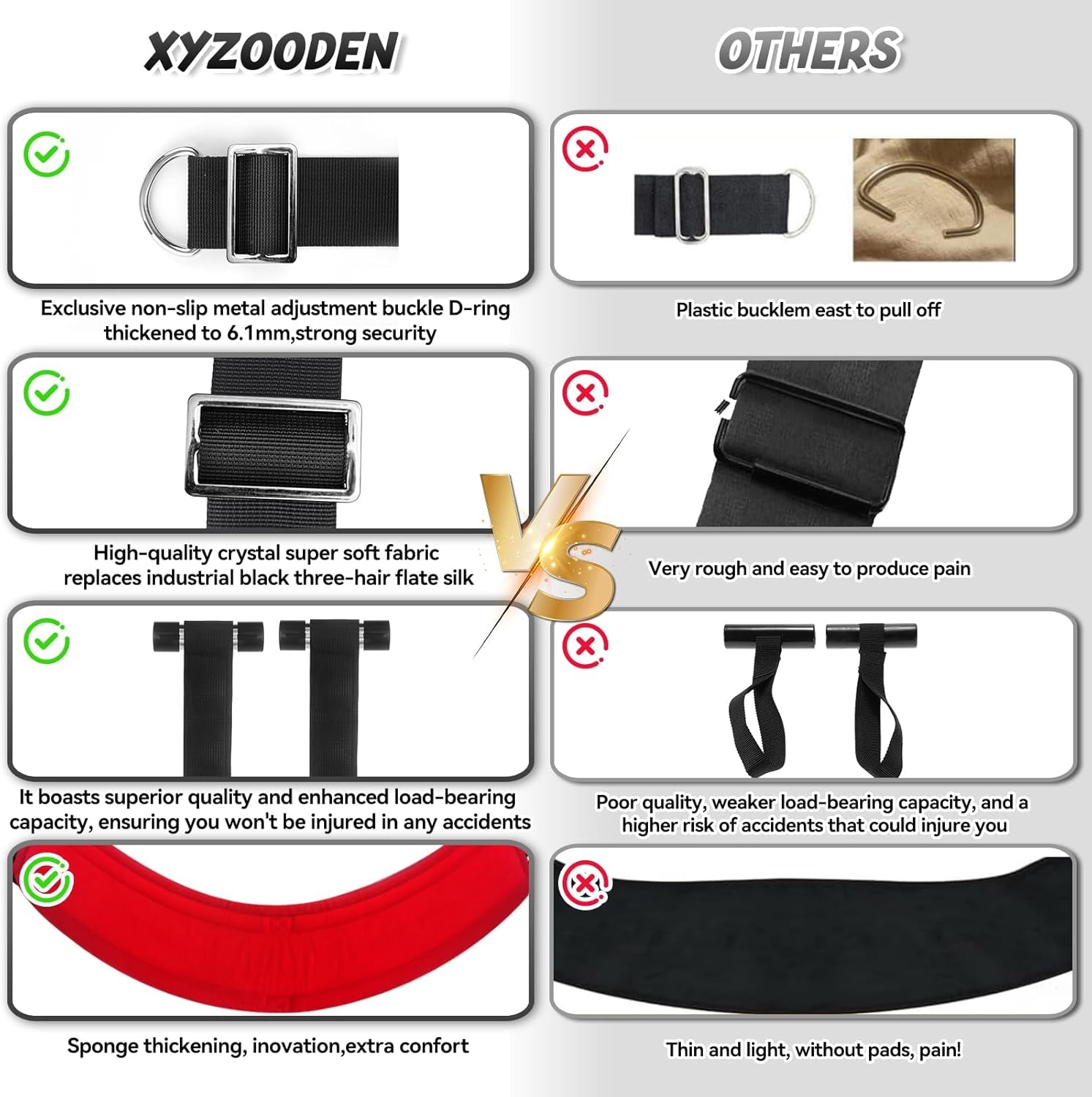Door Sex Swing for Couples - Extra-Wide 26'' Thick Cushions & Adjustable Straps for Adult Bondage Games and Bedroom Restraints (Red)