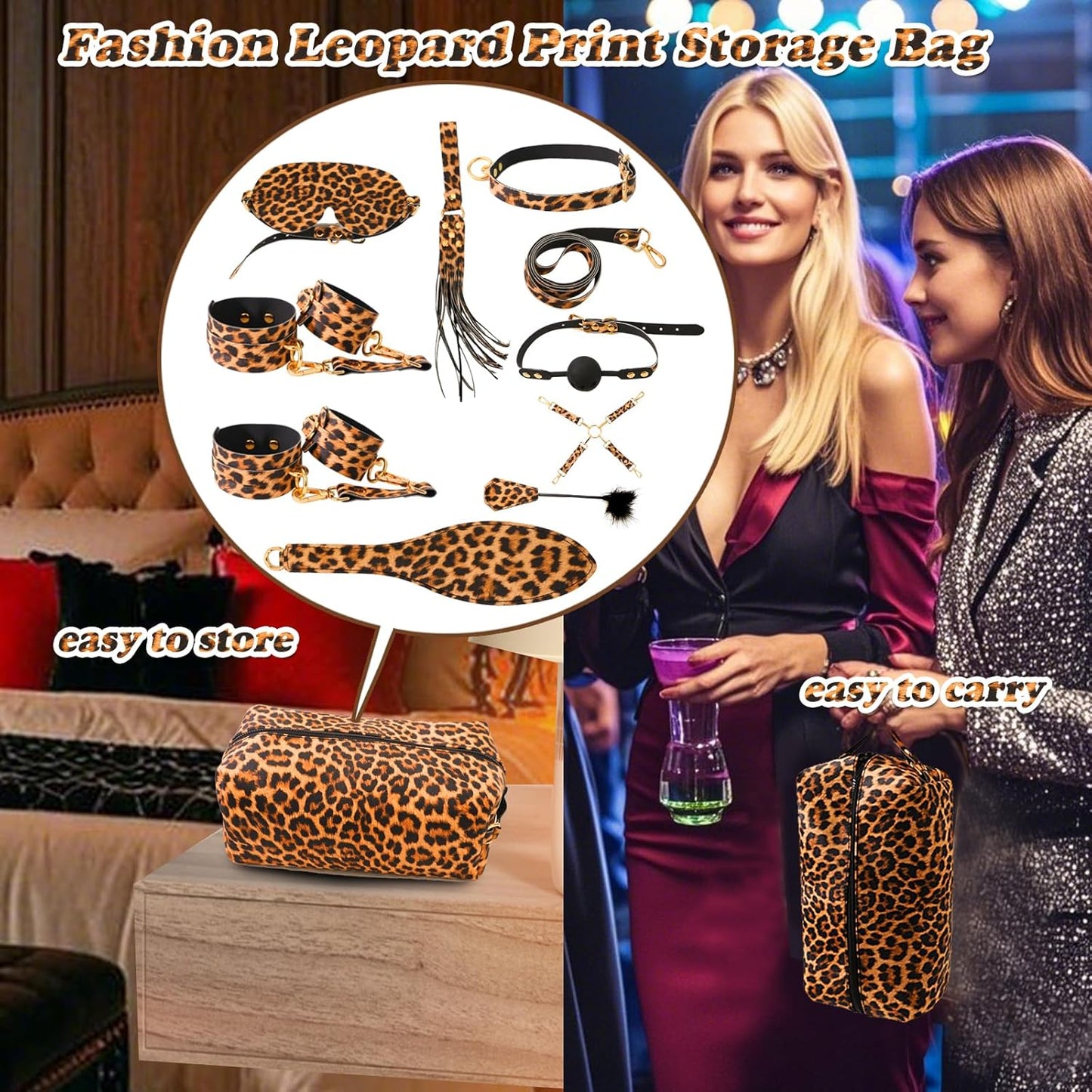 WildAfter 10-Piece Leopard BDSM Kit