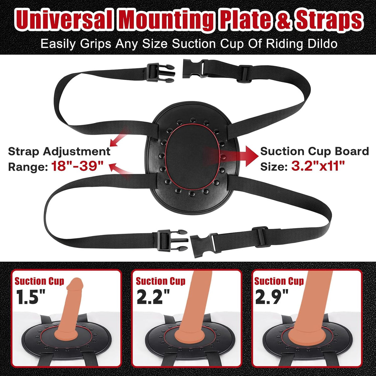 NoirPlate Suction Cup Dildo Mount with Adjustable Straps for Hands-Free Play